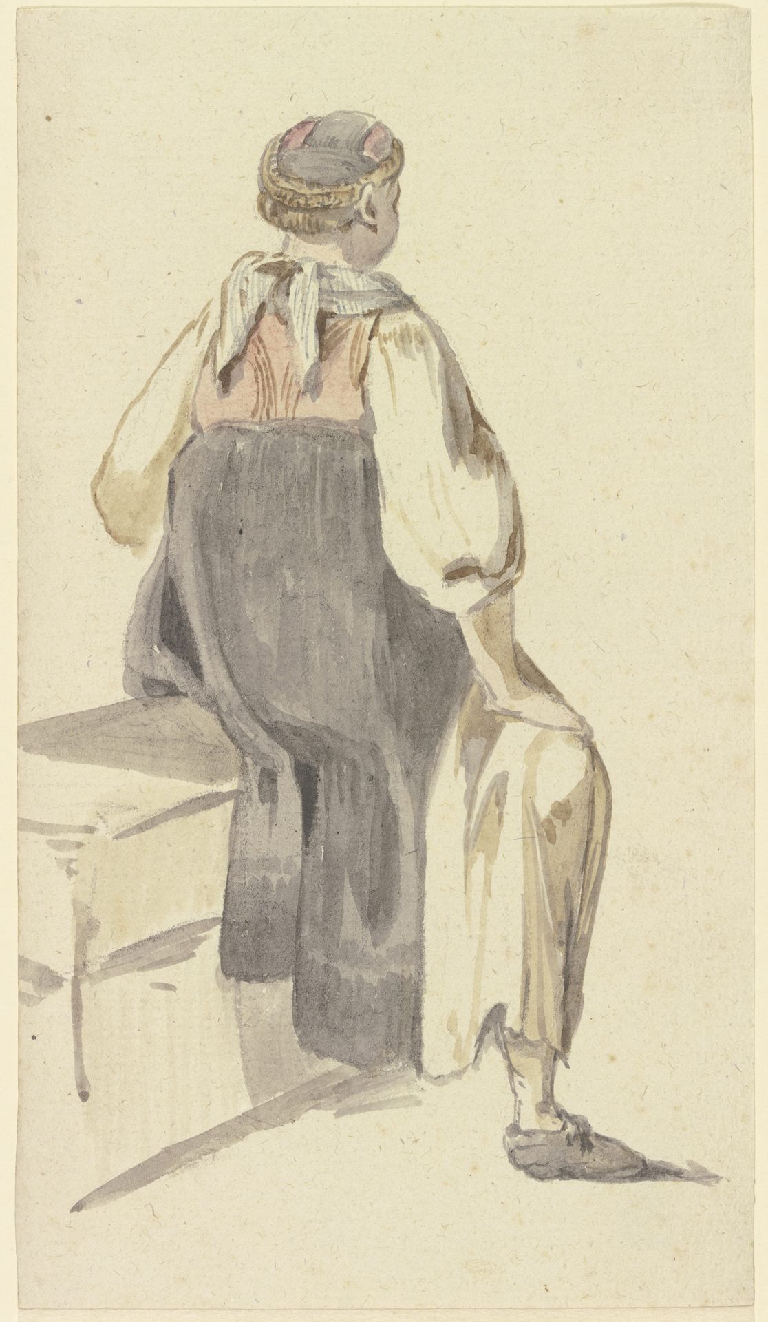 Sitzende Bäuerin in Rückenansicht by Georg Melchior Kraus