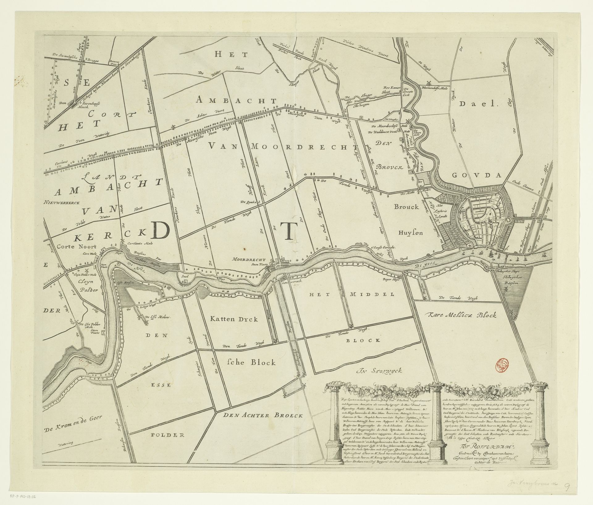 Kaart van het Hoogheemraadschap van Schieland (negende deel) by Johannes Vinckboons