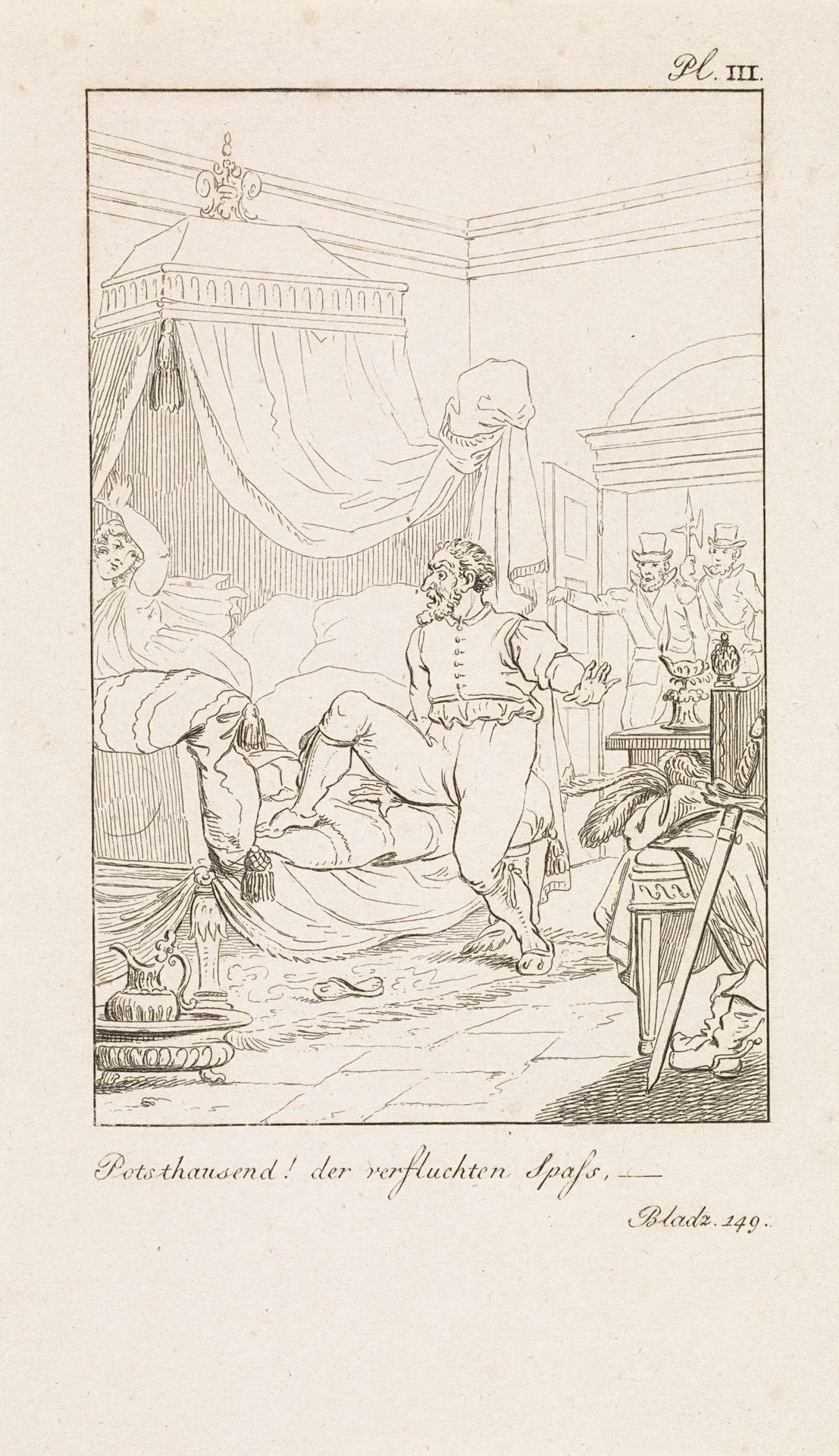 Man stapt in een hemelbed bij een dame by Daniël (I) Veelwaard
