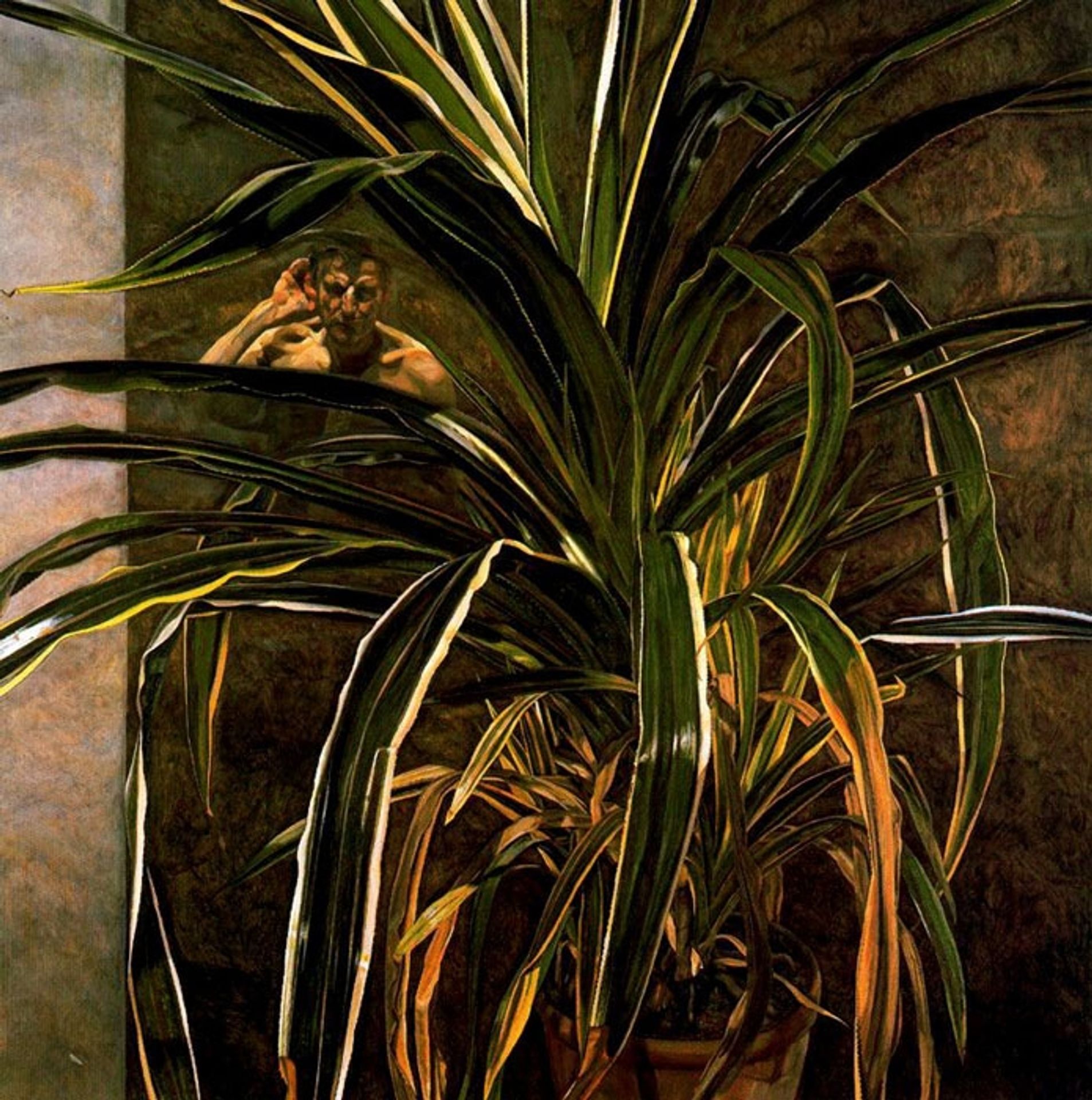 Interior with Plant, Reflection Listening (Self-Portrait) - Lucian ...