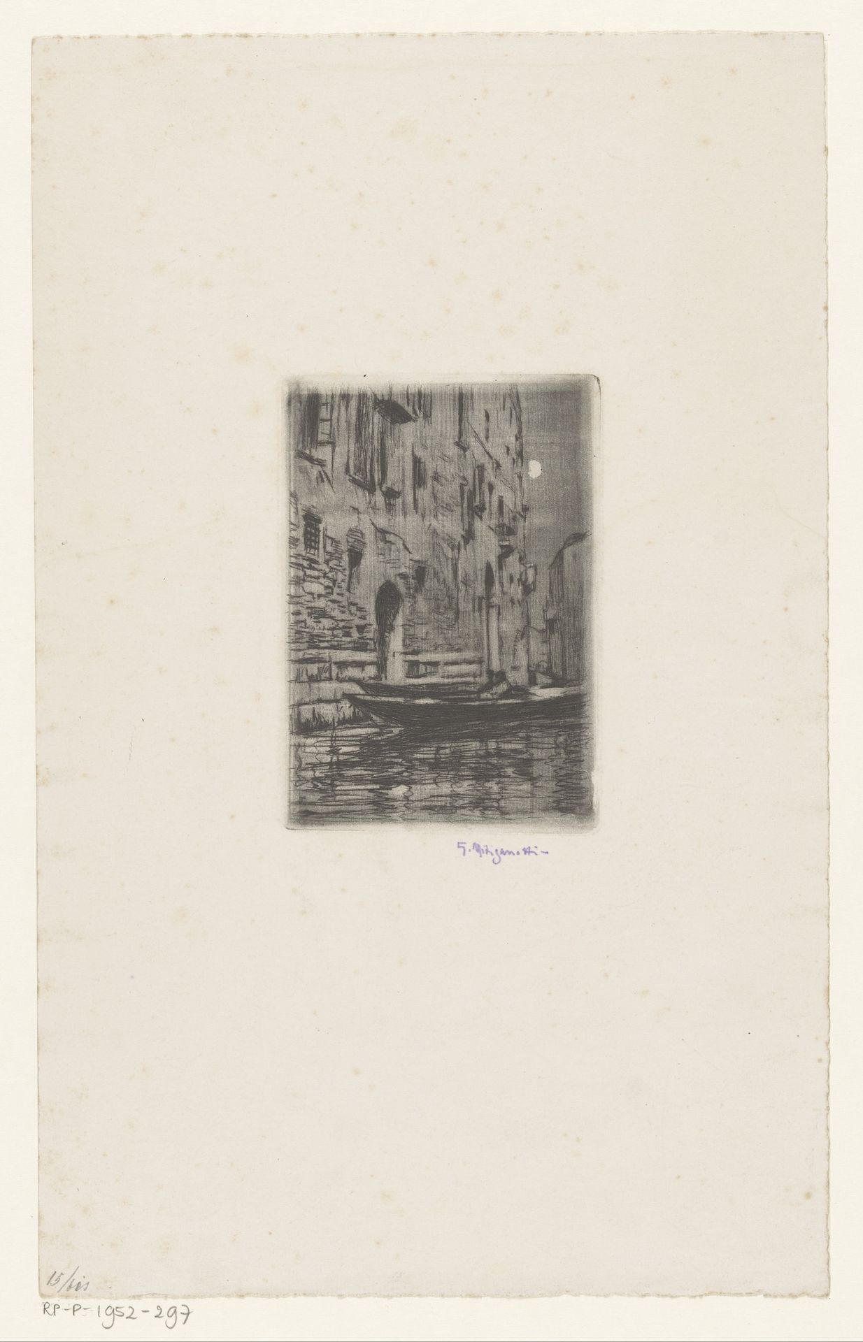 Kanaal in Venetië bij maanlicht by G. Mitiganotti