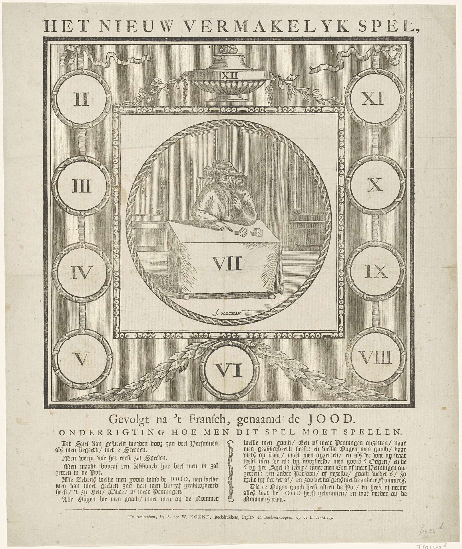 Bordspel genaamd 'De Jood', ca. 1800-1810 by Jan (Sr.) Oortman