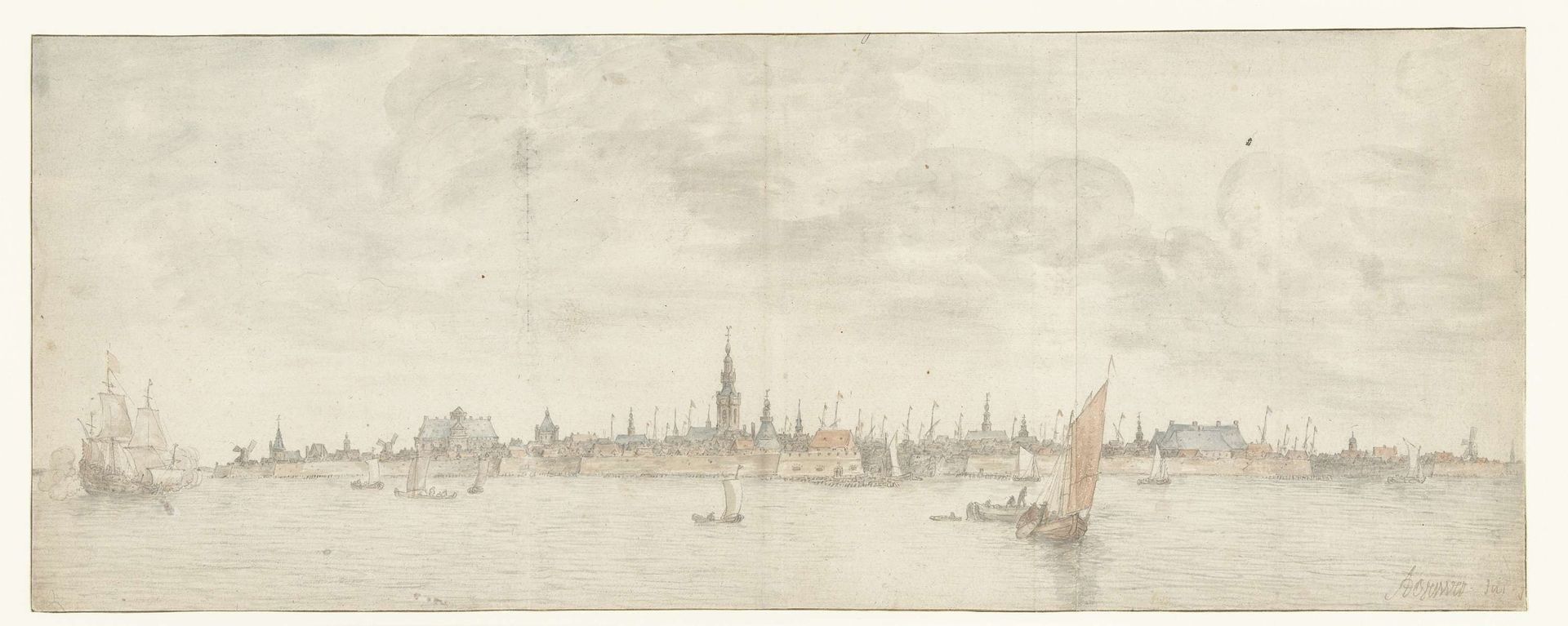 Gezicht op Vlissingen by Abraham de Verwer