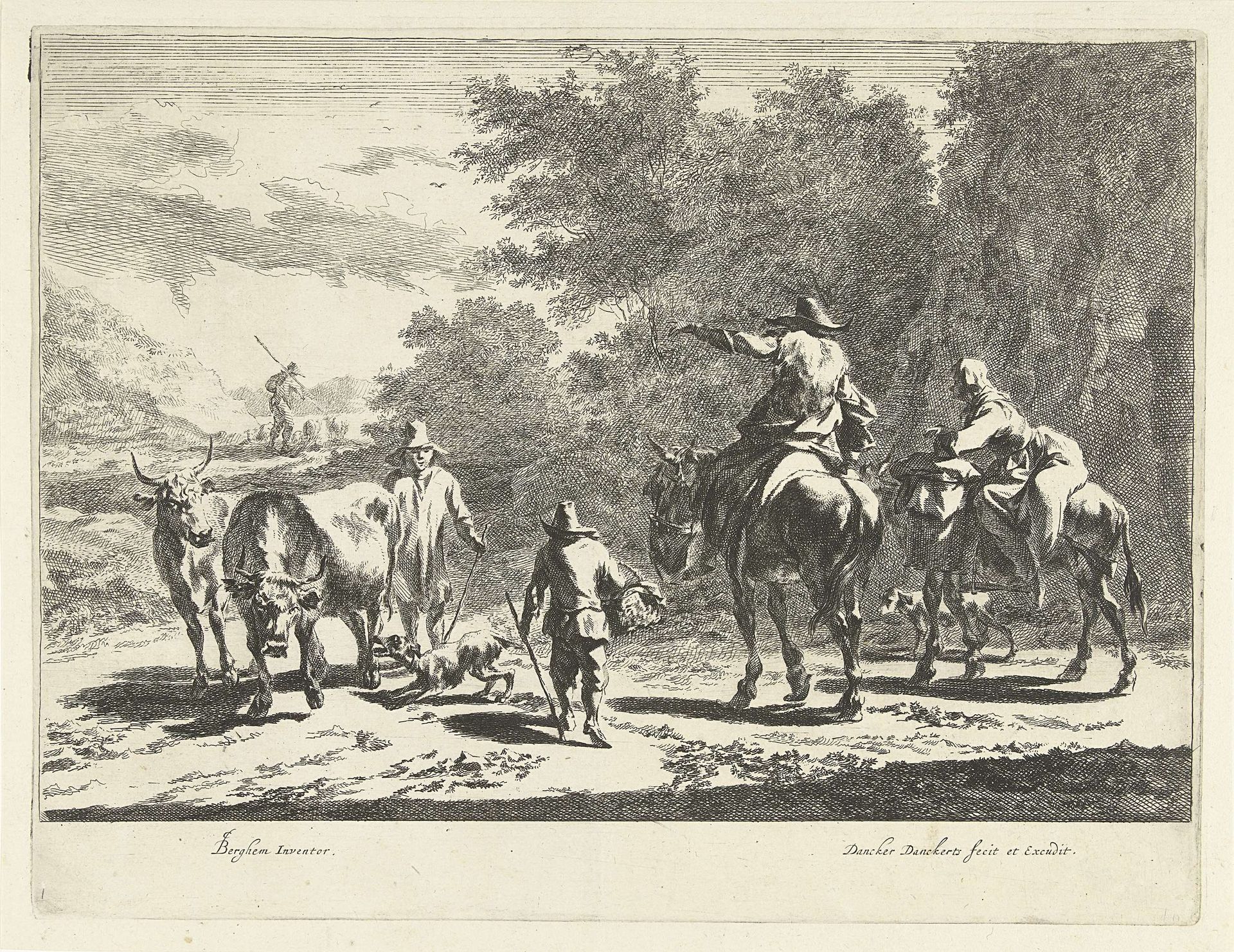 Herders en vee onderweg by Dancker Danckerts