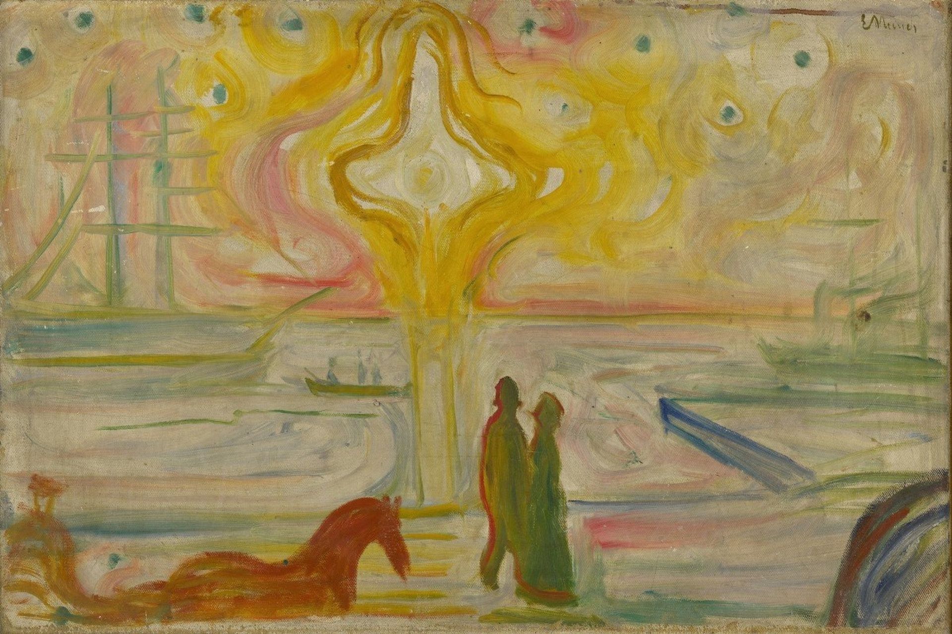 Sunrise In The Harbour by Edvard Munch
