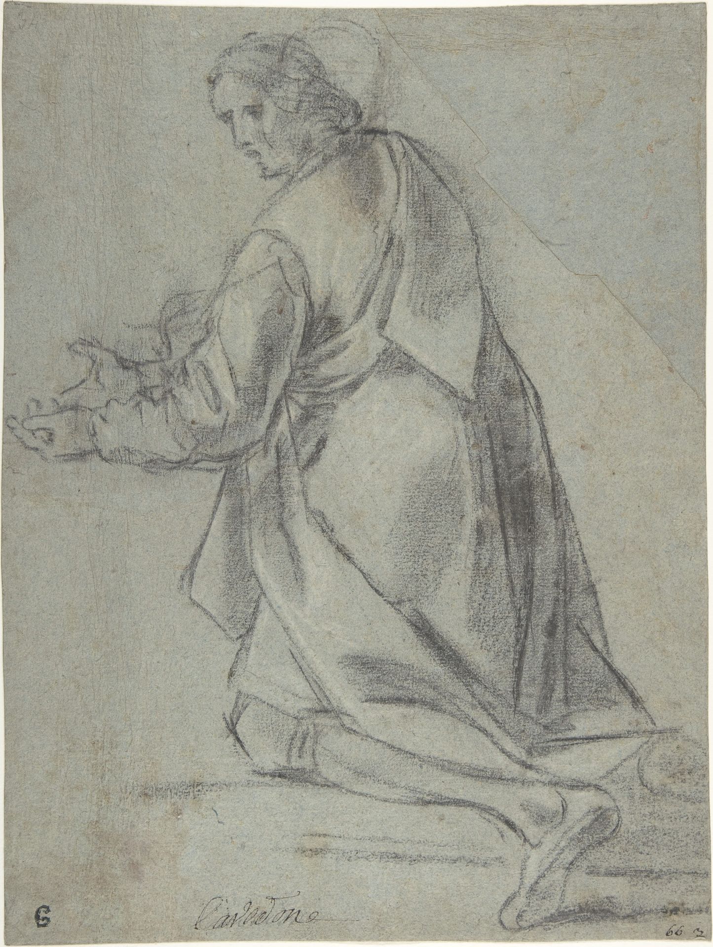 Kneeling Youth Facing Left by Giacomo Cavedone