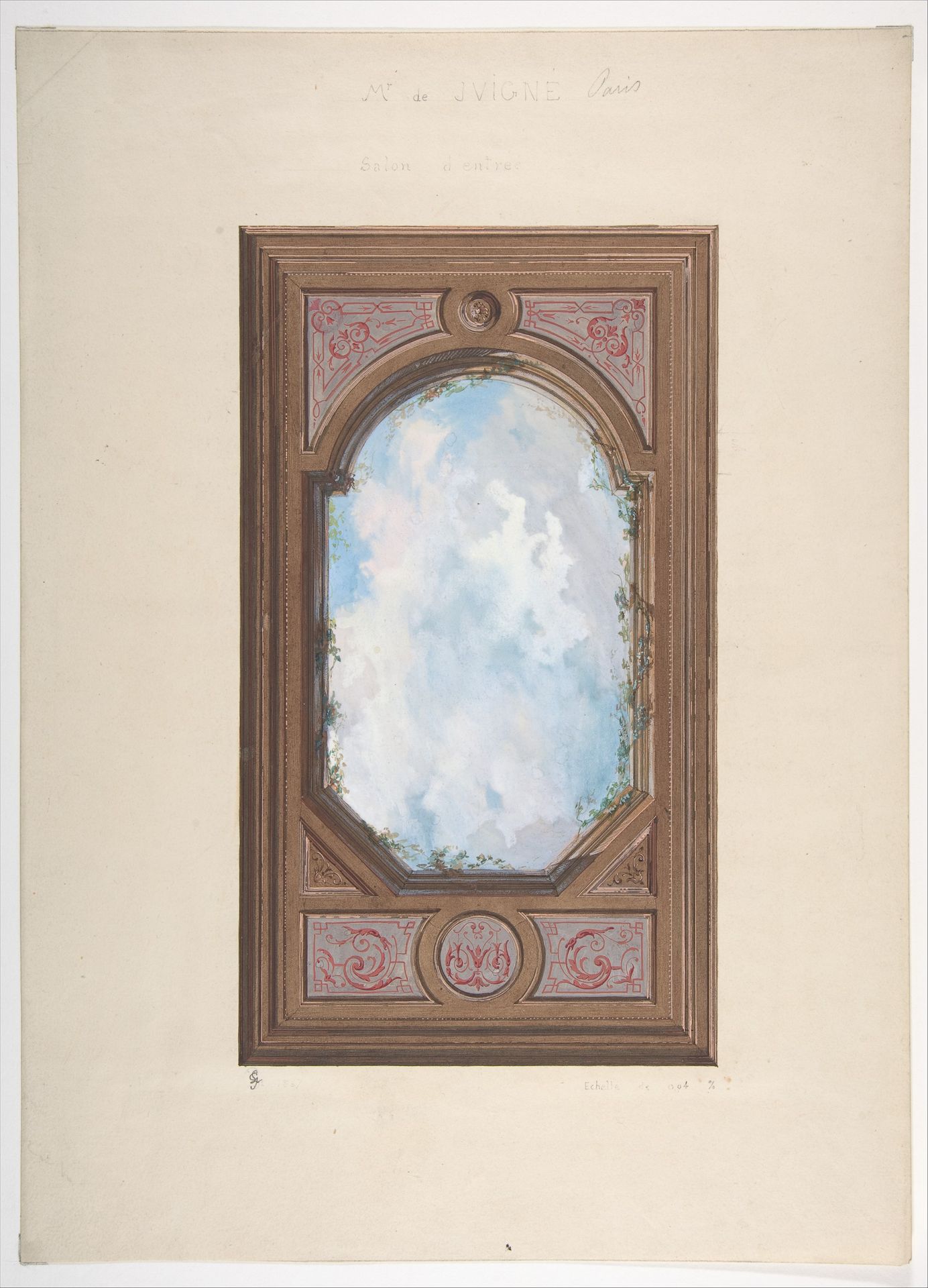 Ceiling design for Salon d'Entrée, Hôtel de Monsieur de Juigne, Paris, 1867 by Jules-Edmond-Charles Lachaise