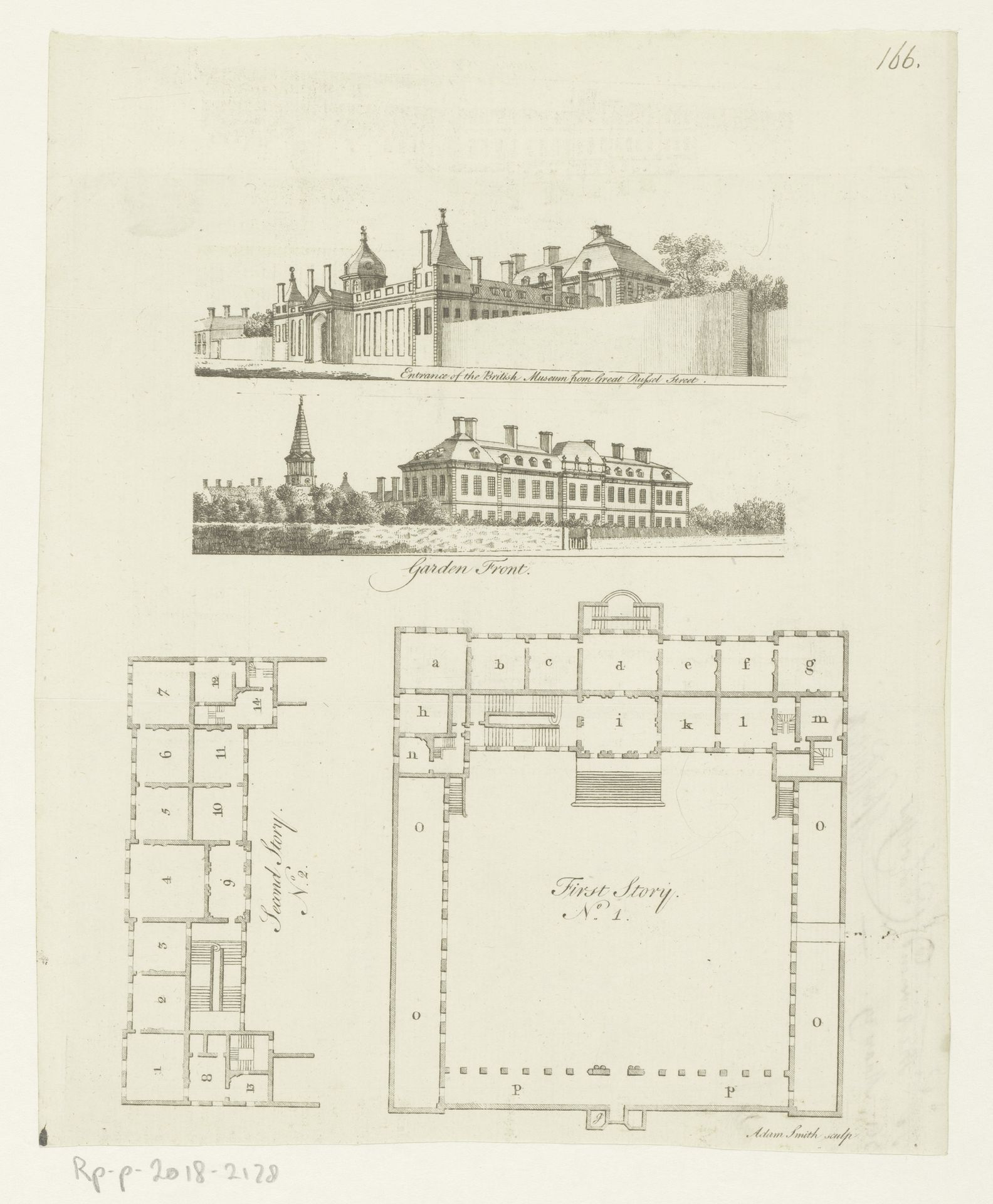 Gezicht op en plattegrond van het British Museum by Adam Smith