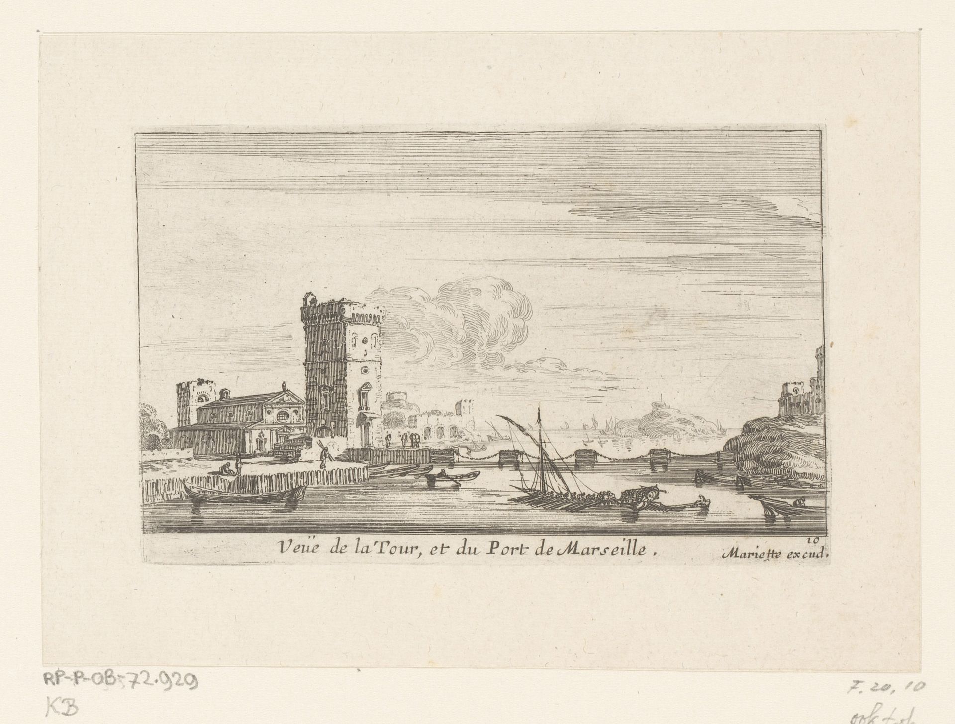 Gezicht op de haven van Marseille by Israel Silvestre