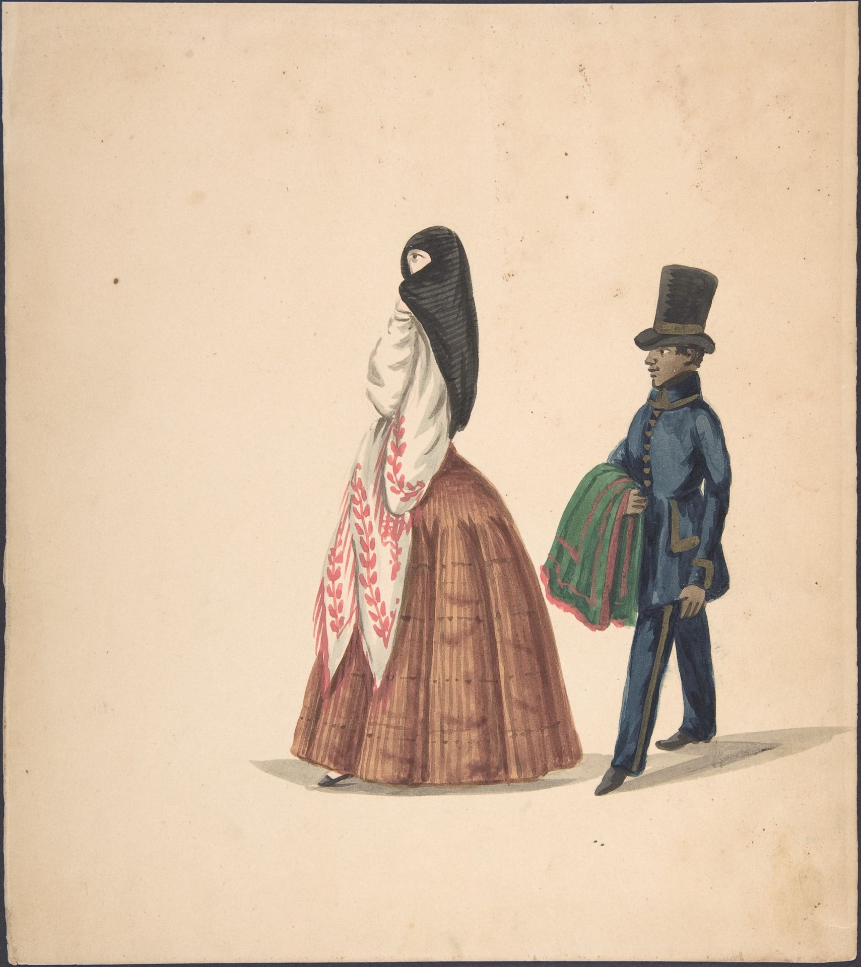 A Woman, Followed by Her Servant by Anonymous