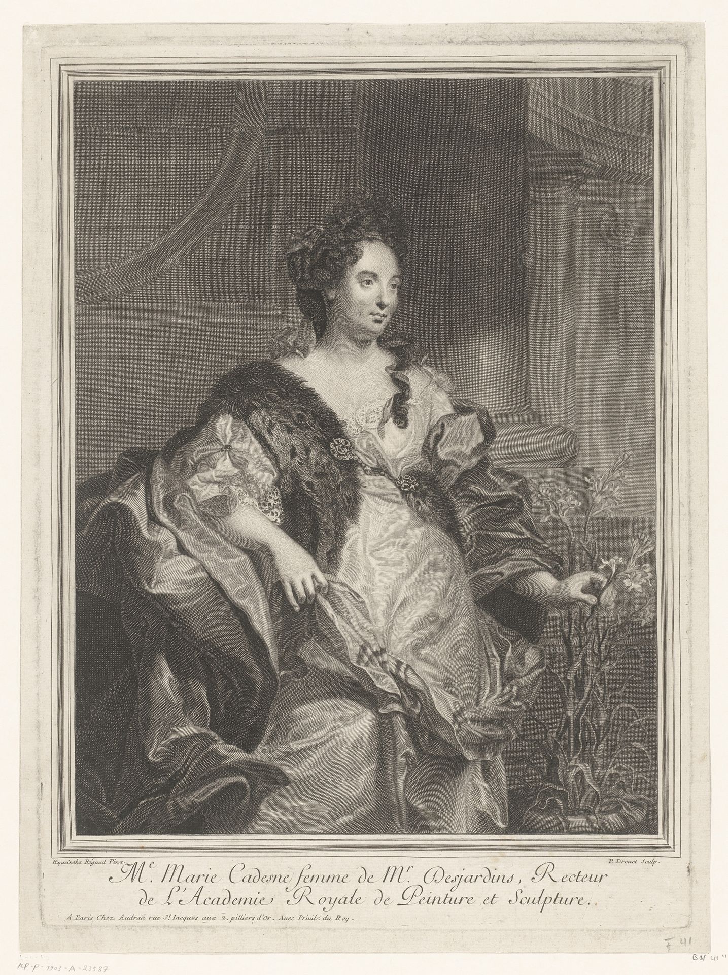 Portret van Marie Desjardins by Pierre Drevet