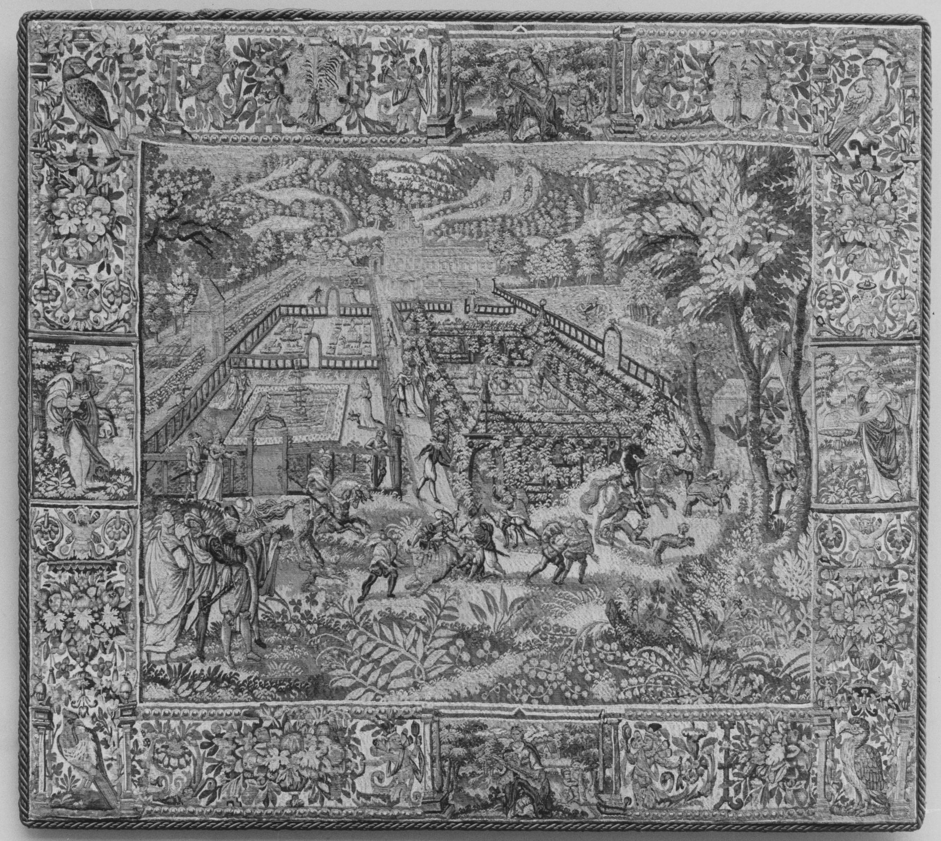 Garden and Hunting Scene by Anonymous