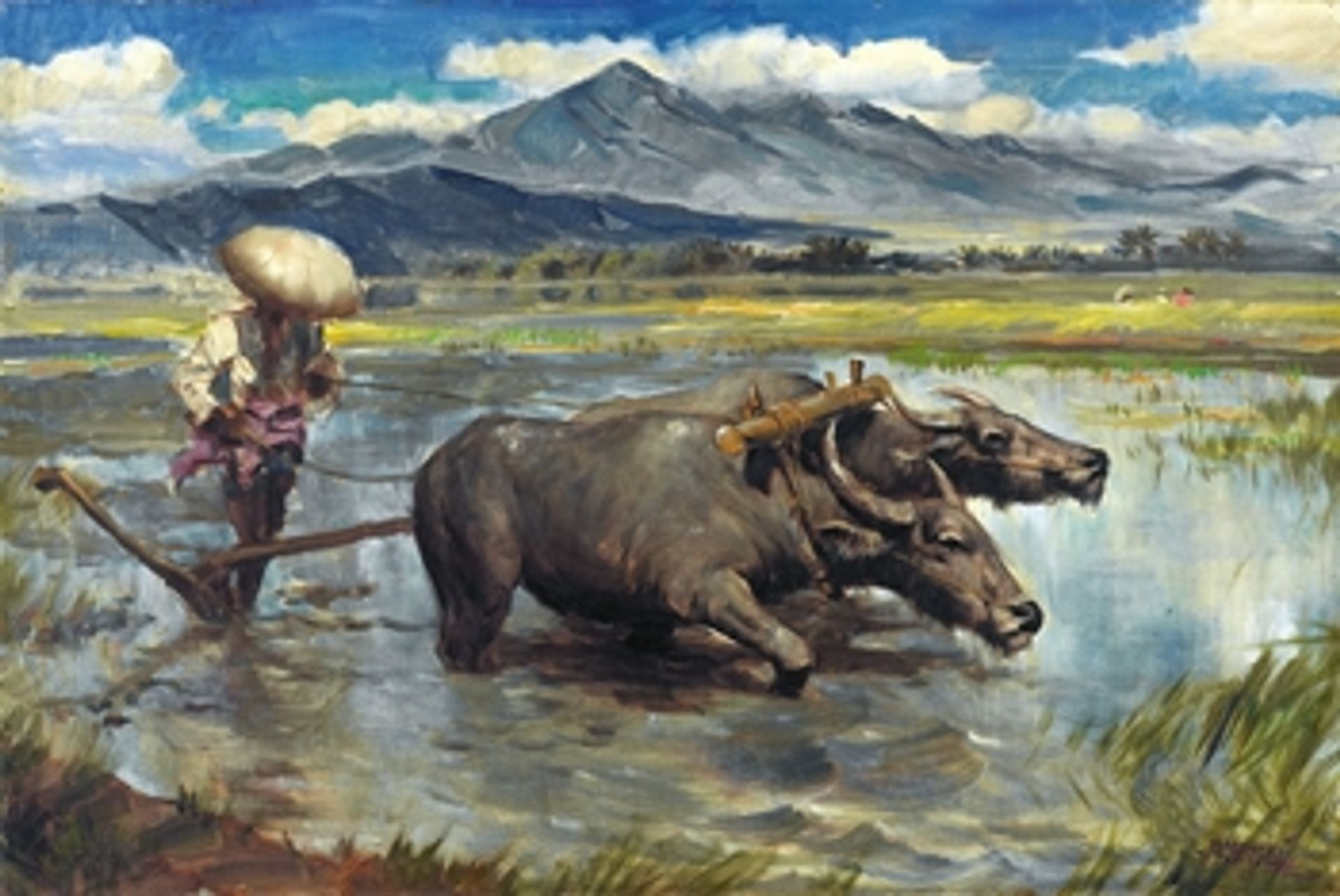 Ploughing the Sawah - Basuki Abdullah | Artera