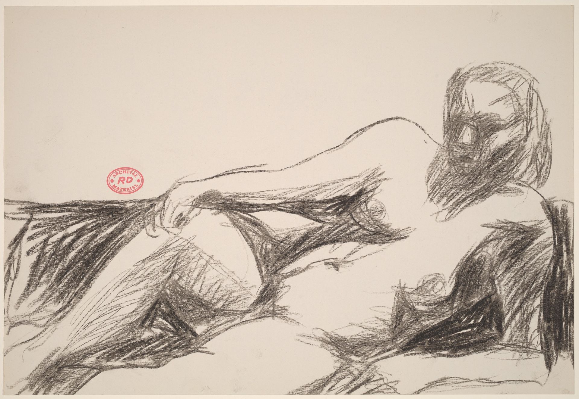 Untitled [female nude resting on her side and leaning on left arm] by Richard Diebenkorn