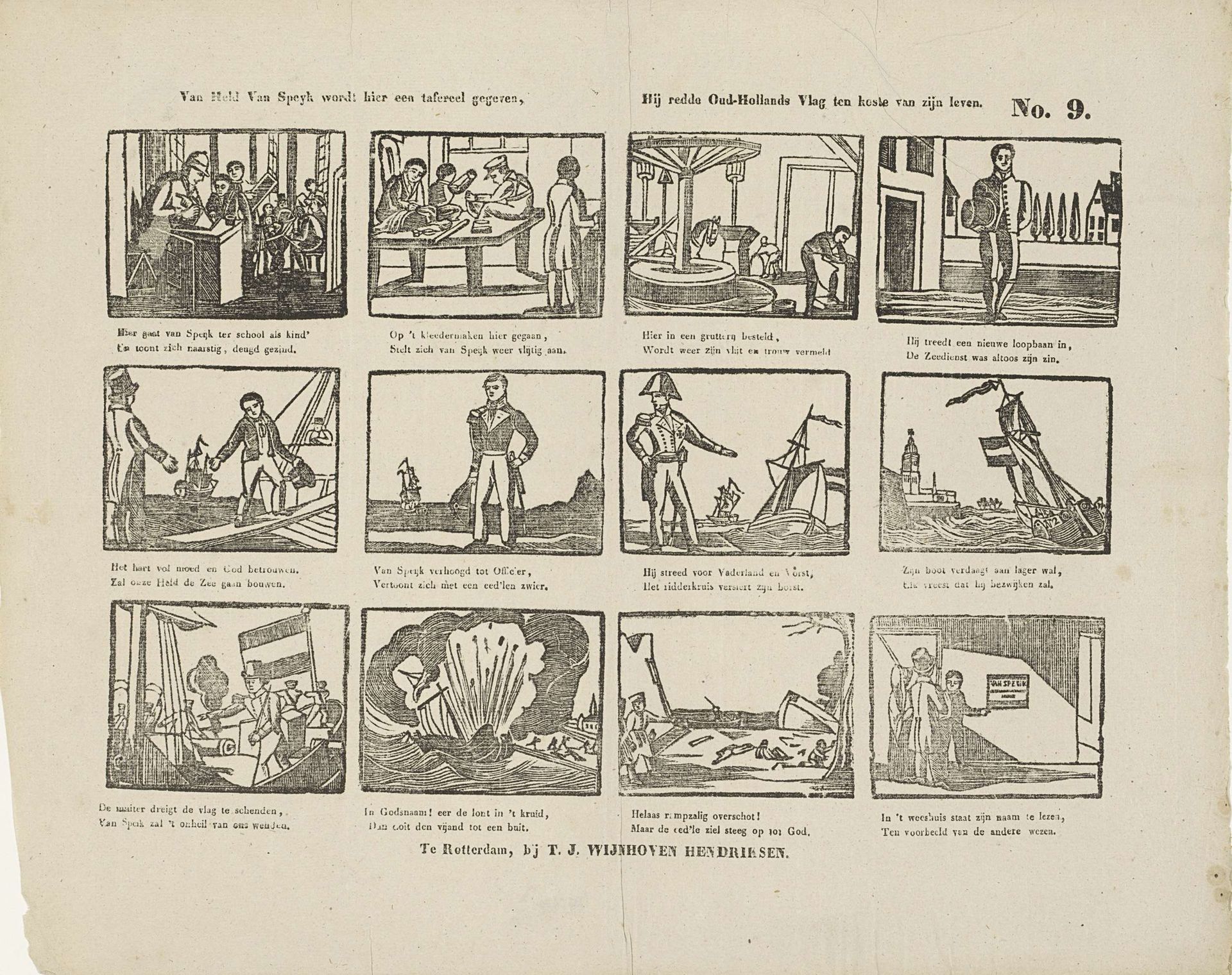 Van Held Van Speijk wordt hier een tafereel gegeven, / Hij redde Oud-Hollands vlag ten koste van zijn leven by Theodorus Johannes Wijnhoven-Hendriksen