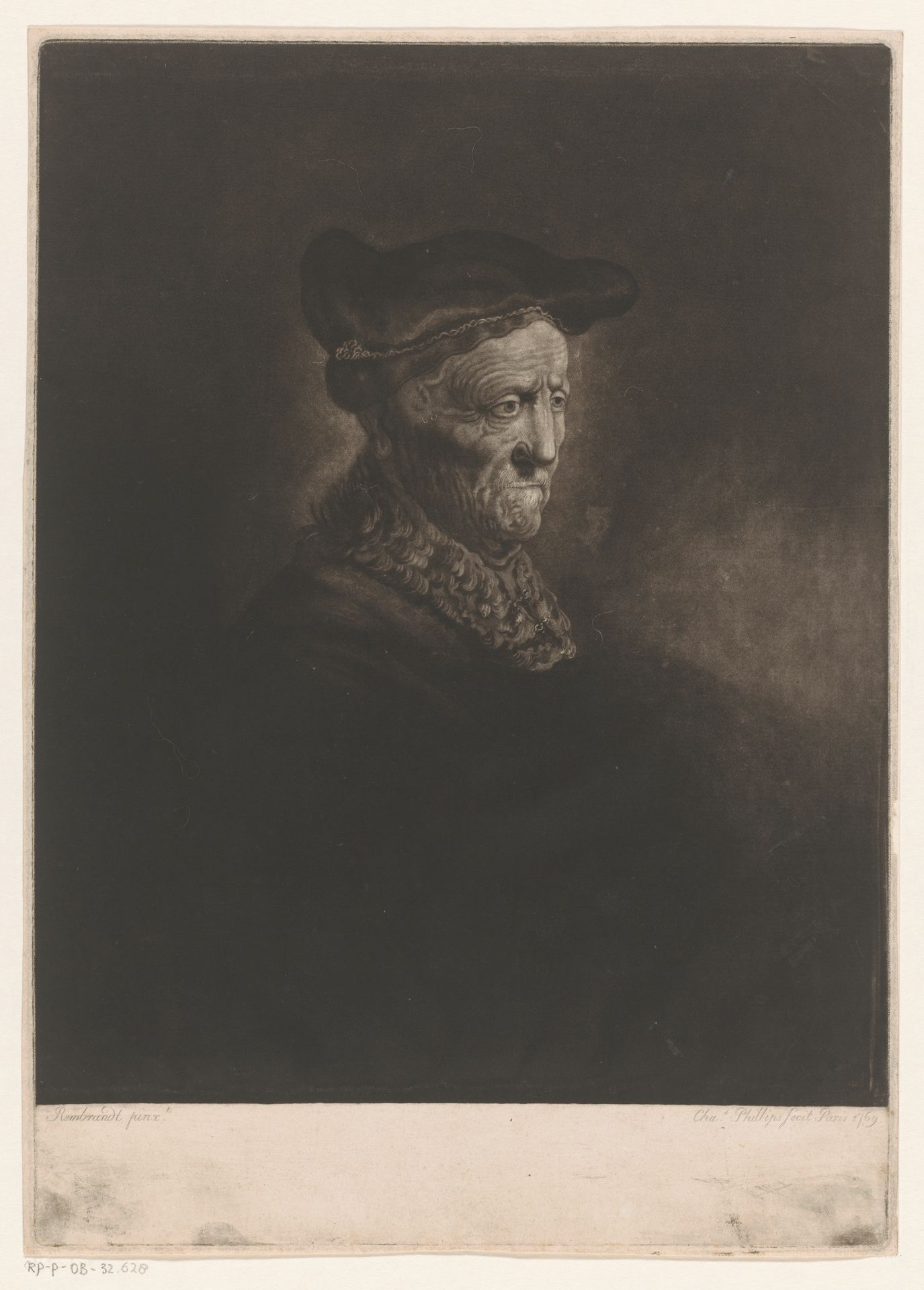 Portret van een onbekende man met een baret by Charles Phillips