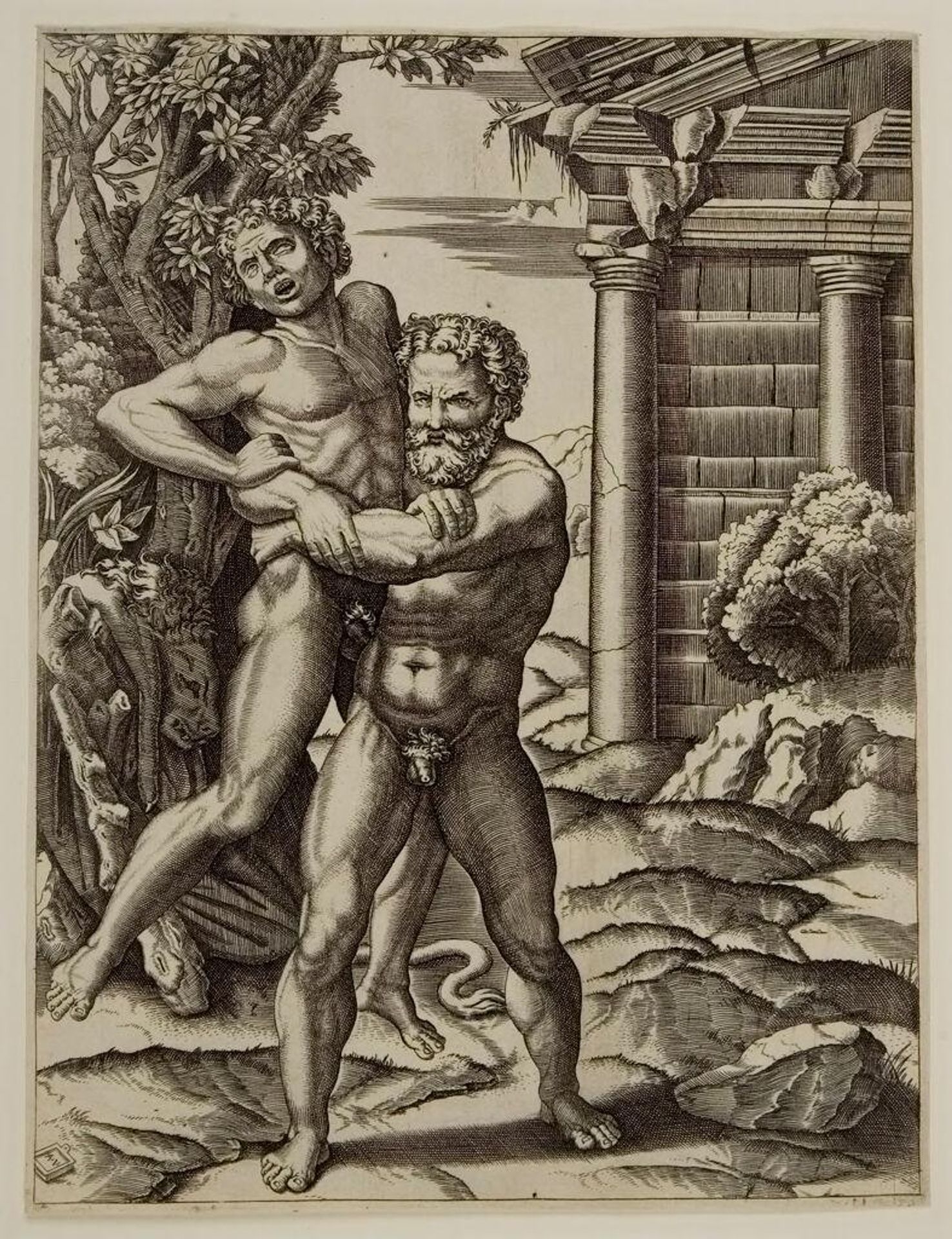 Hercules and Antaeus by Agostino Veneziano