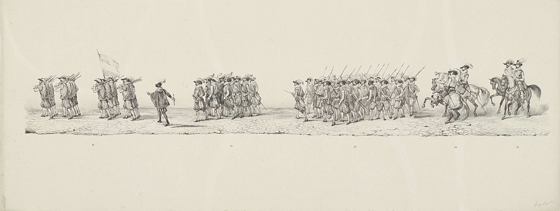 Historische optocht bij het tweede eeuwfeest van de Utrechtse Hogeschool, 1836 (plaat 4) by Victor Adam