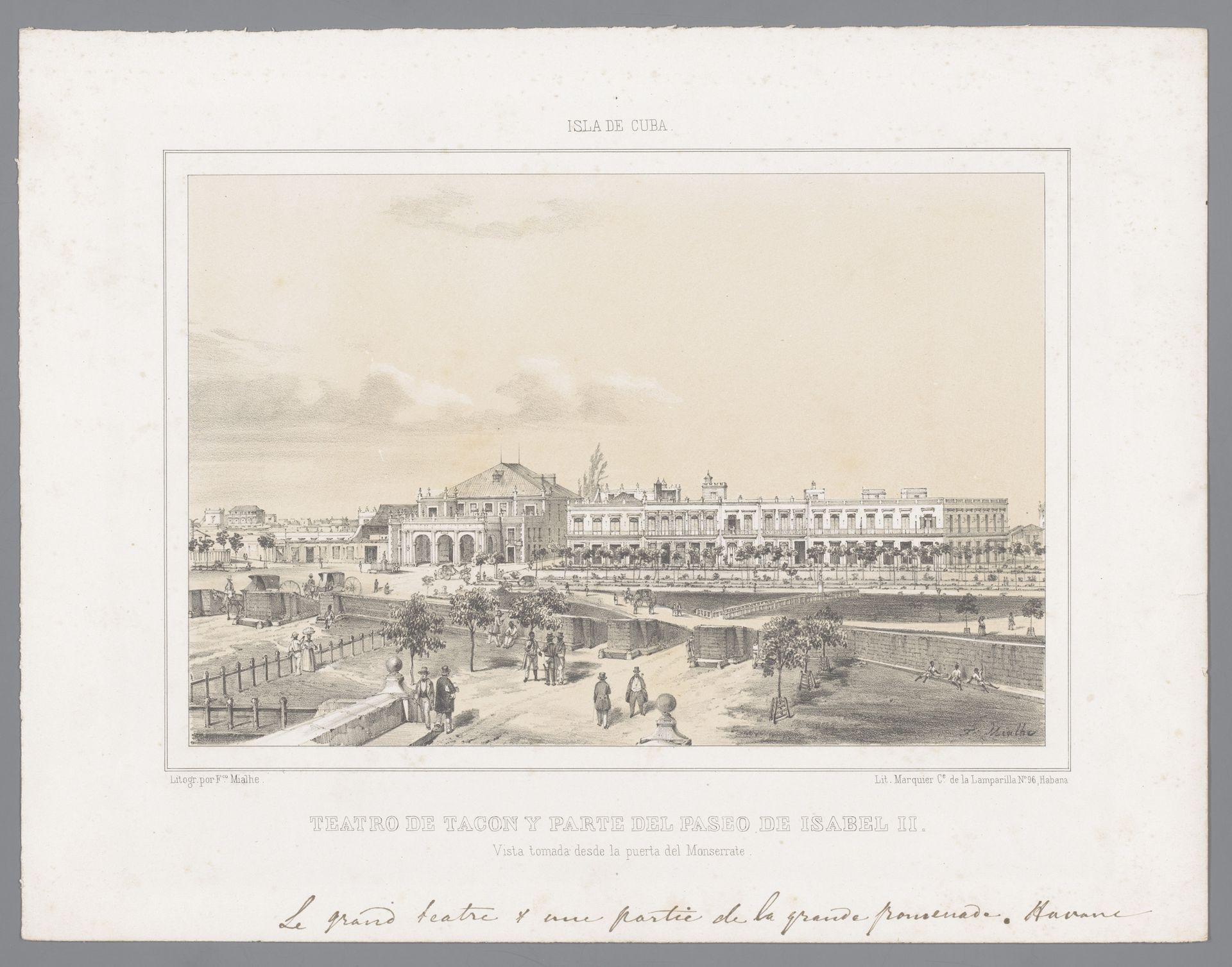 Gezicht op het Tacon theater te Havana by Frédéric Mialhe