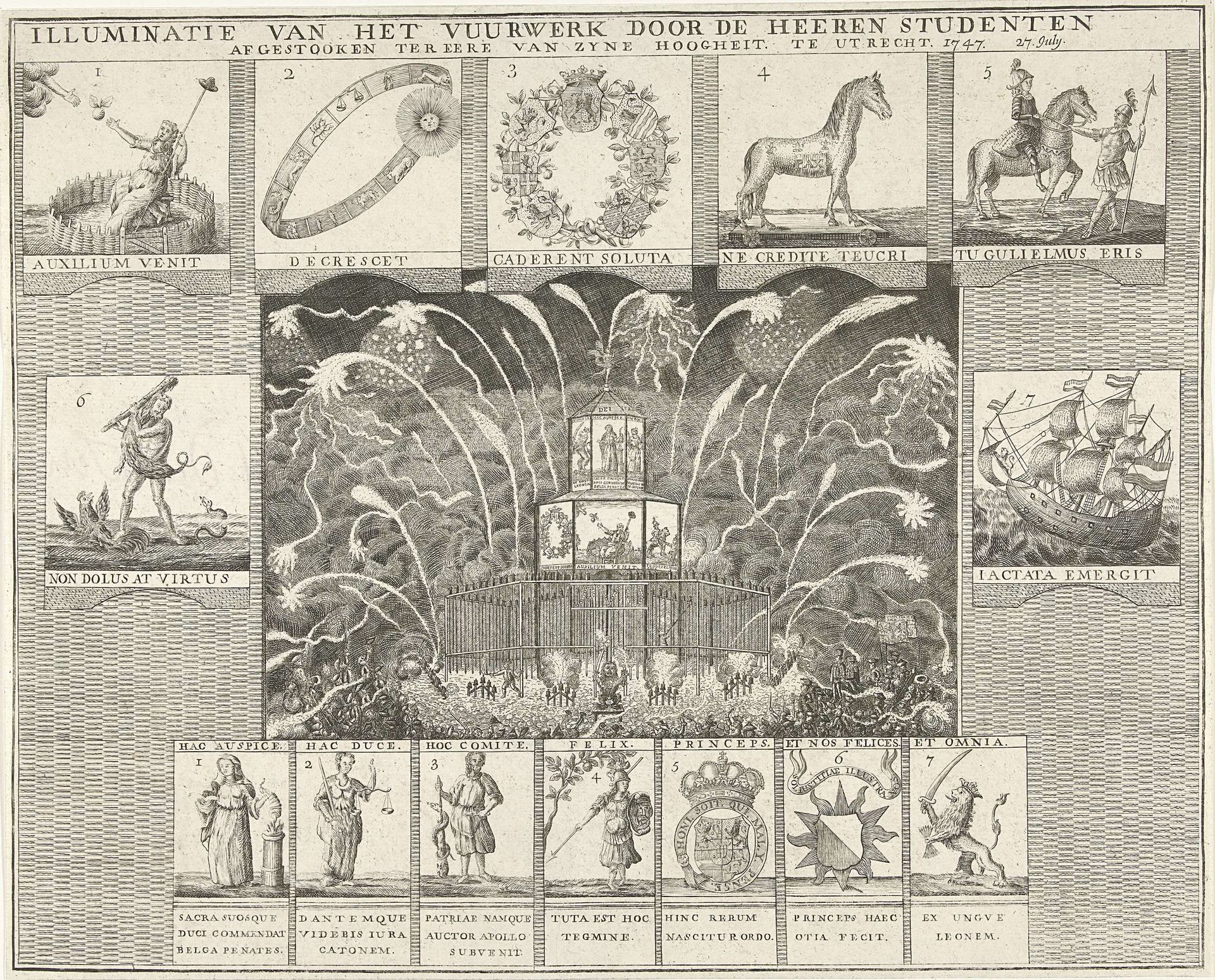 Vuurwerk te Utrecht ter ere van Willem IV, 1747 by Anonymous