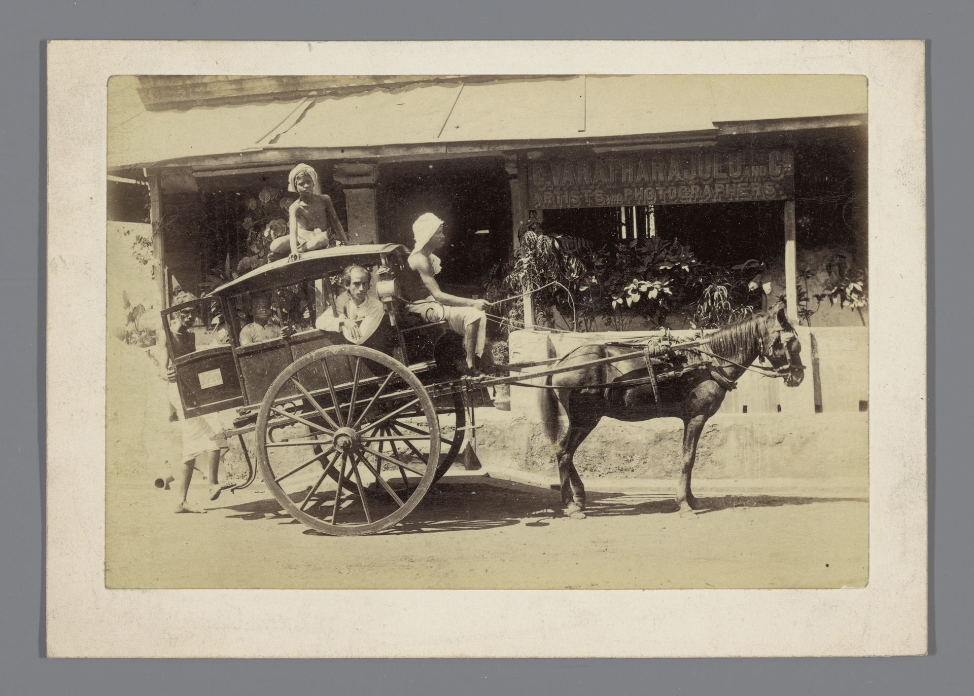 A chariot across the photography studio of C. Varatharajulu and Co. (in Chennai?), Tamil Nadu, India by C. Varatharajulu and Co.