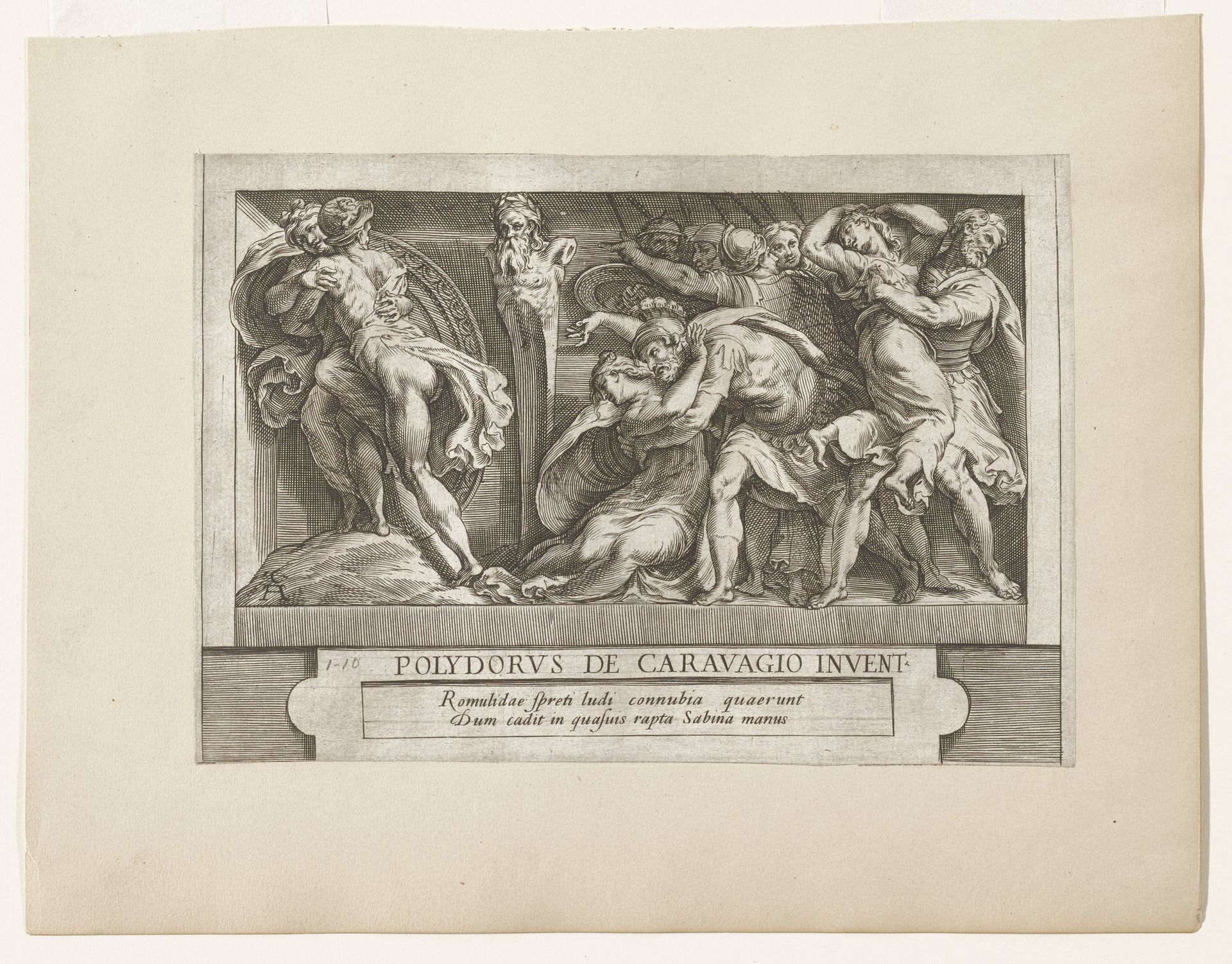 Romulidae spreti ludi connaubia quaerunt dum cadit in quasuis rapta Sabina manus by Cherubino Alberti