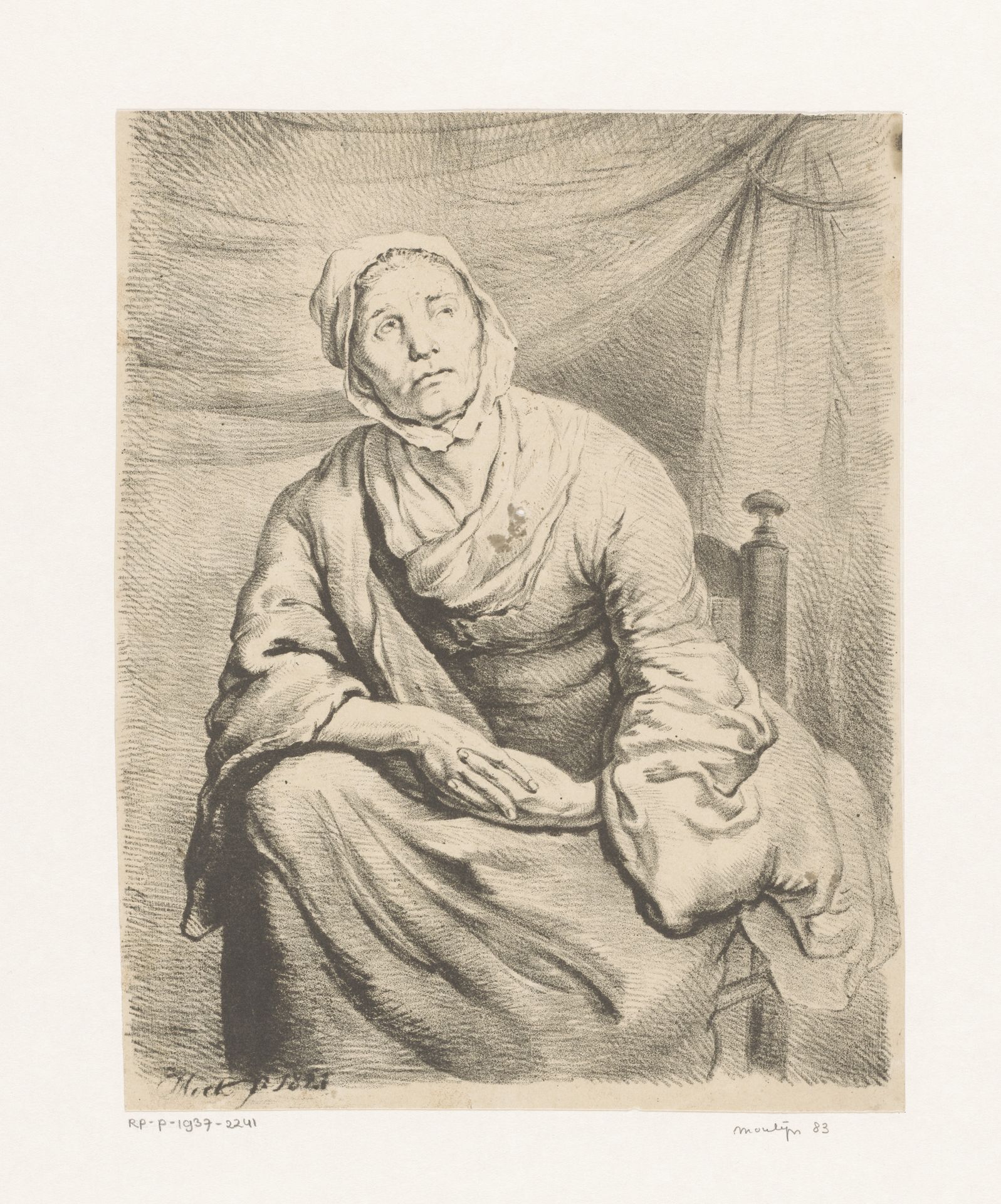 Zittende boerin by Johannes Mock