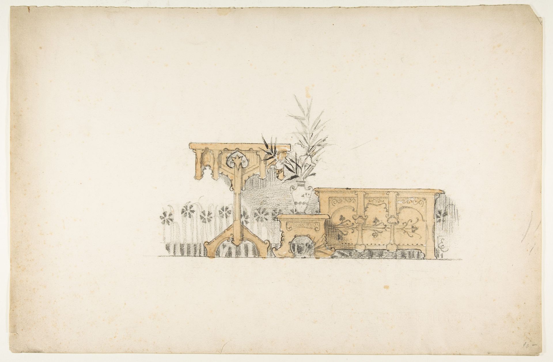 Design for a Buffet, Plant Stand, and Table by Anonymous