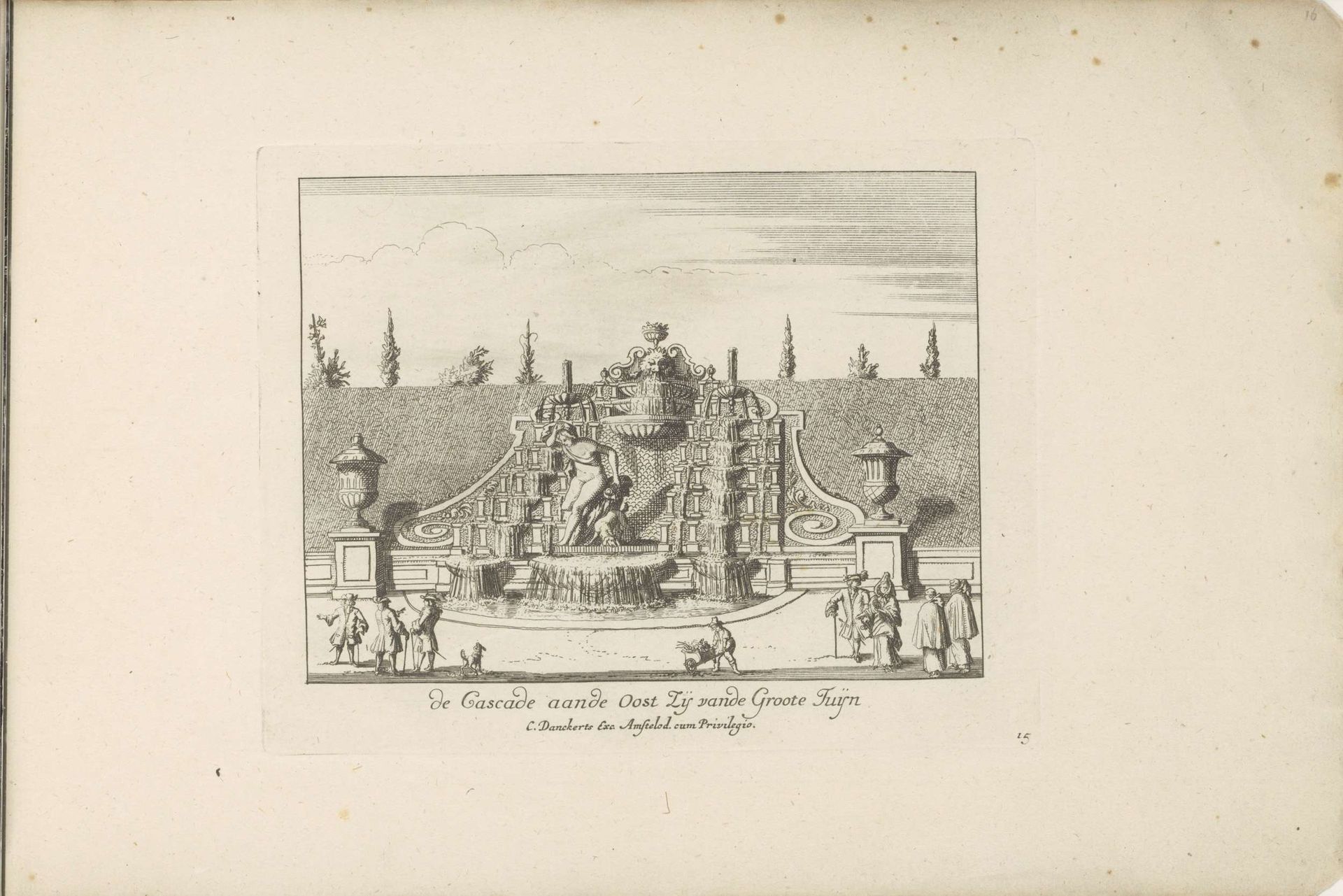 Narcissus cascade in de tuin van Paleis Het Loo by Cornelis (II) Danckerts