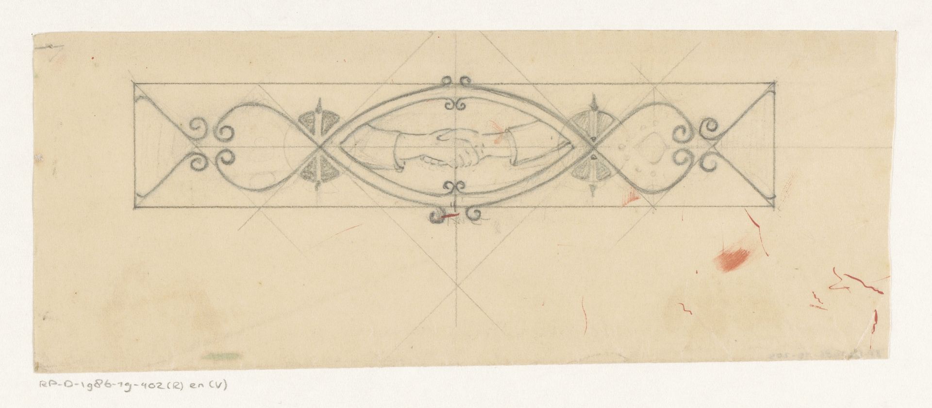 Ontwerp voor een vignet met twee schuddende handen by Reinier Willem Petrus de (1874-1952) Vries