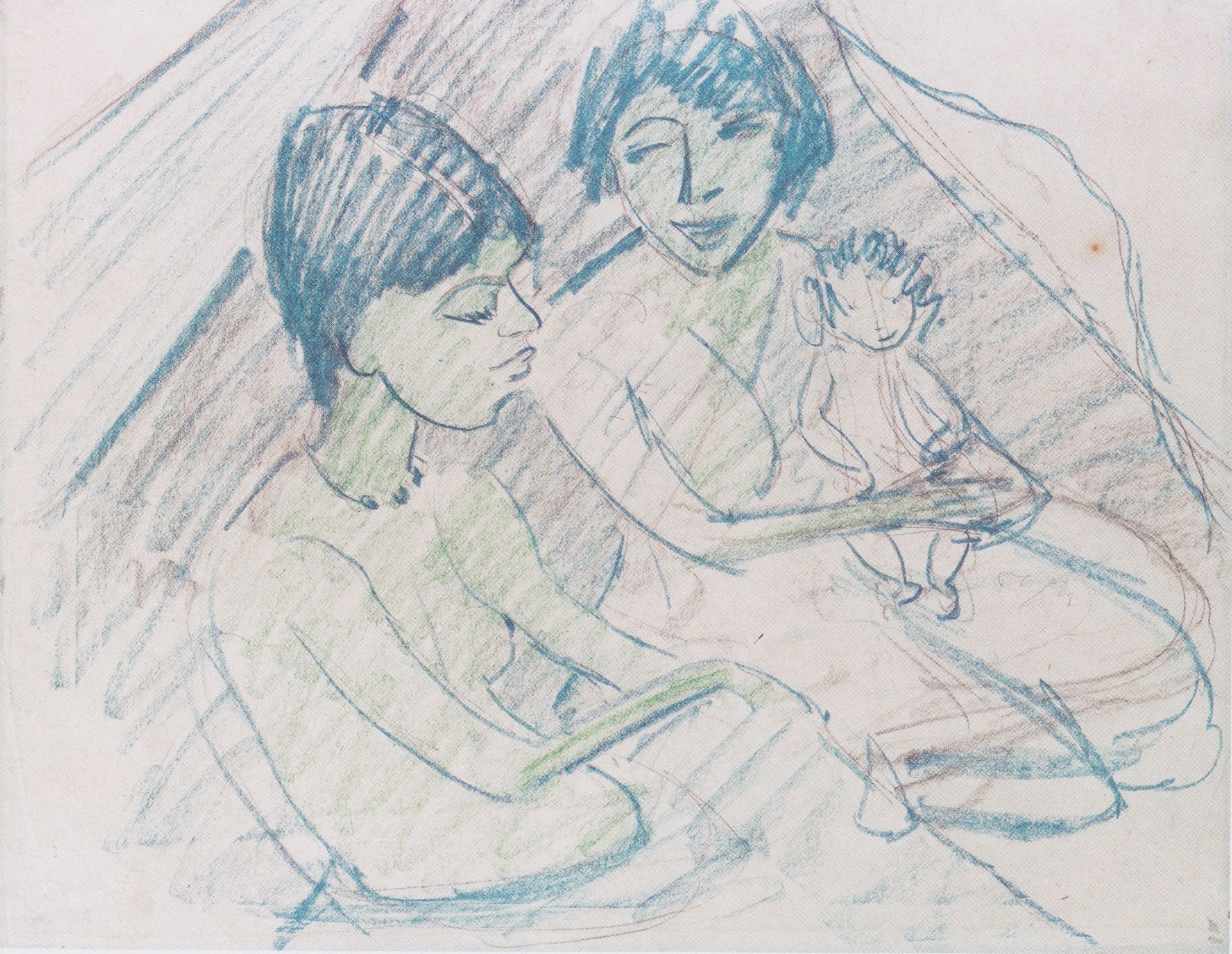 Zwei Zigeunerinnen Mit Kind (oder Puppe) by Otto Mueller