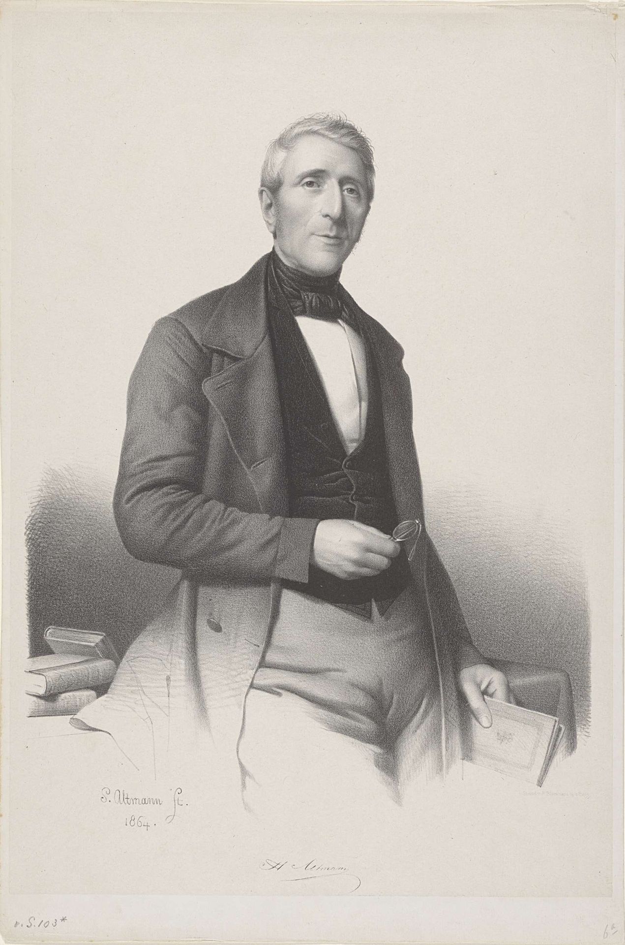 Portret van boekverkoper H. Altmann by Sybrand Altmann