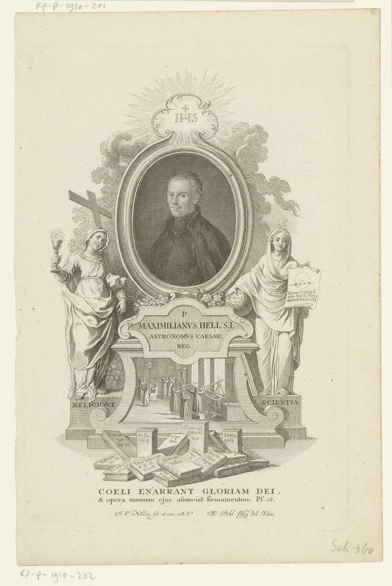 Portret van Maximilian Hell by Johann Esaias Nilson