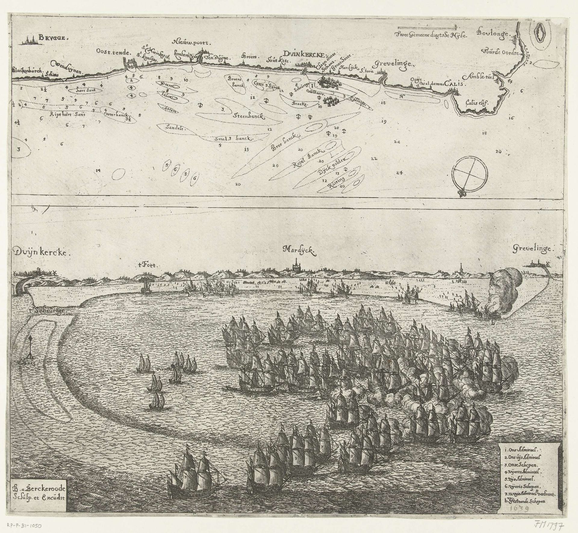 Zeeslag voor Duinkerken, 1639 by Balthasar Florisz. van Berckenrode