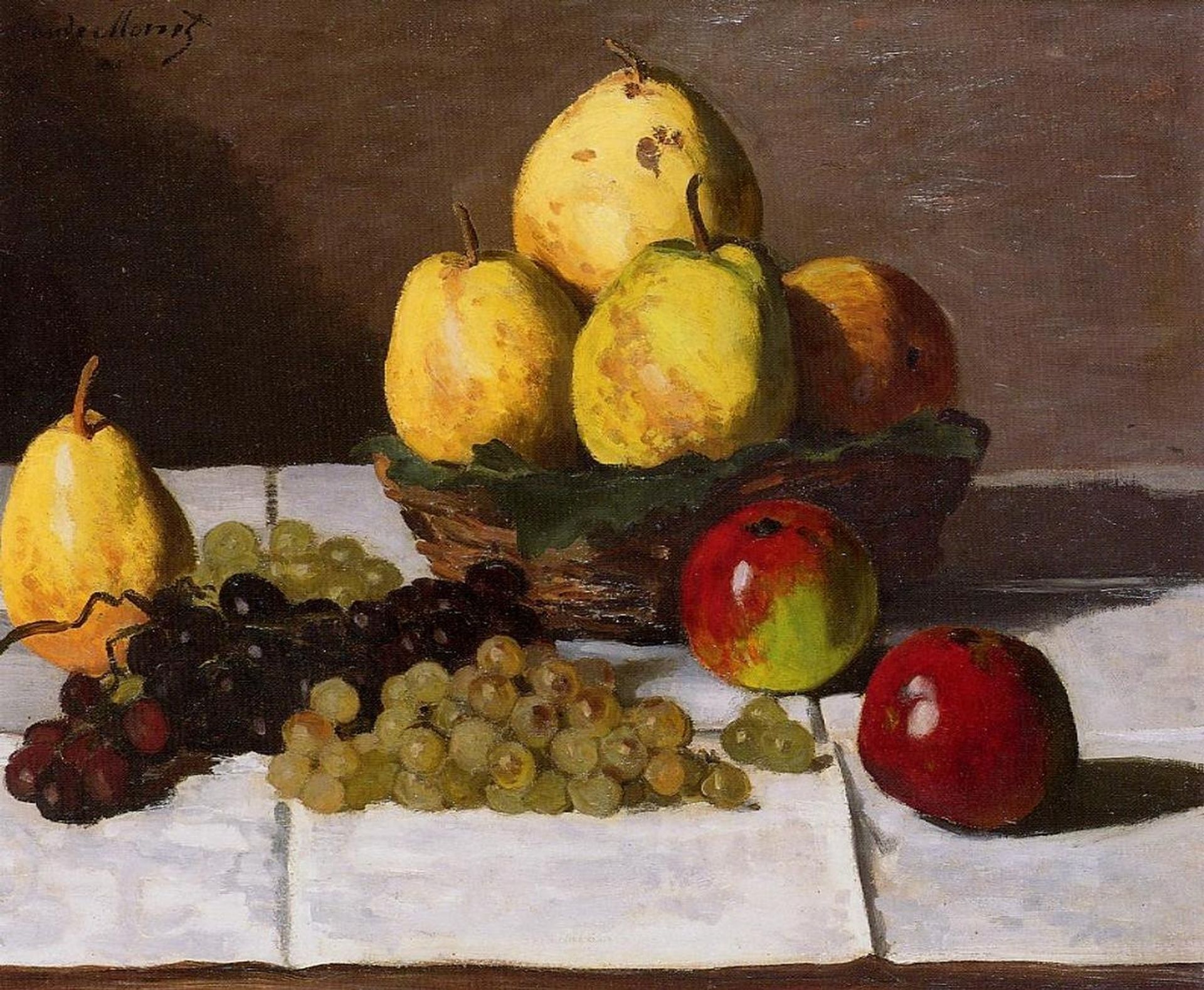 Still Life with Pears and Grapes by Claude Monet