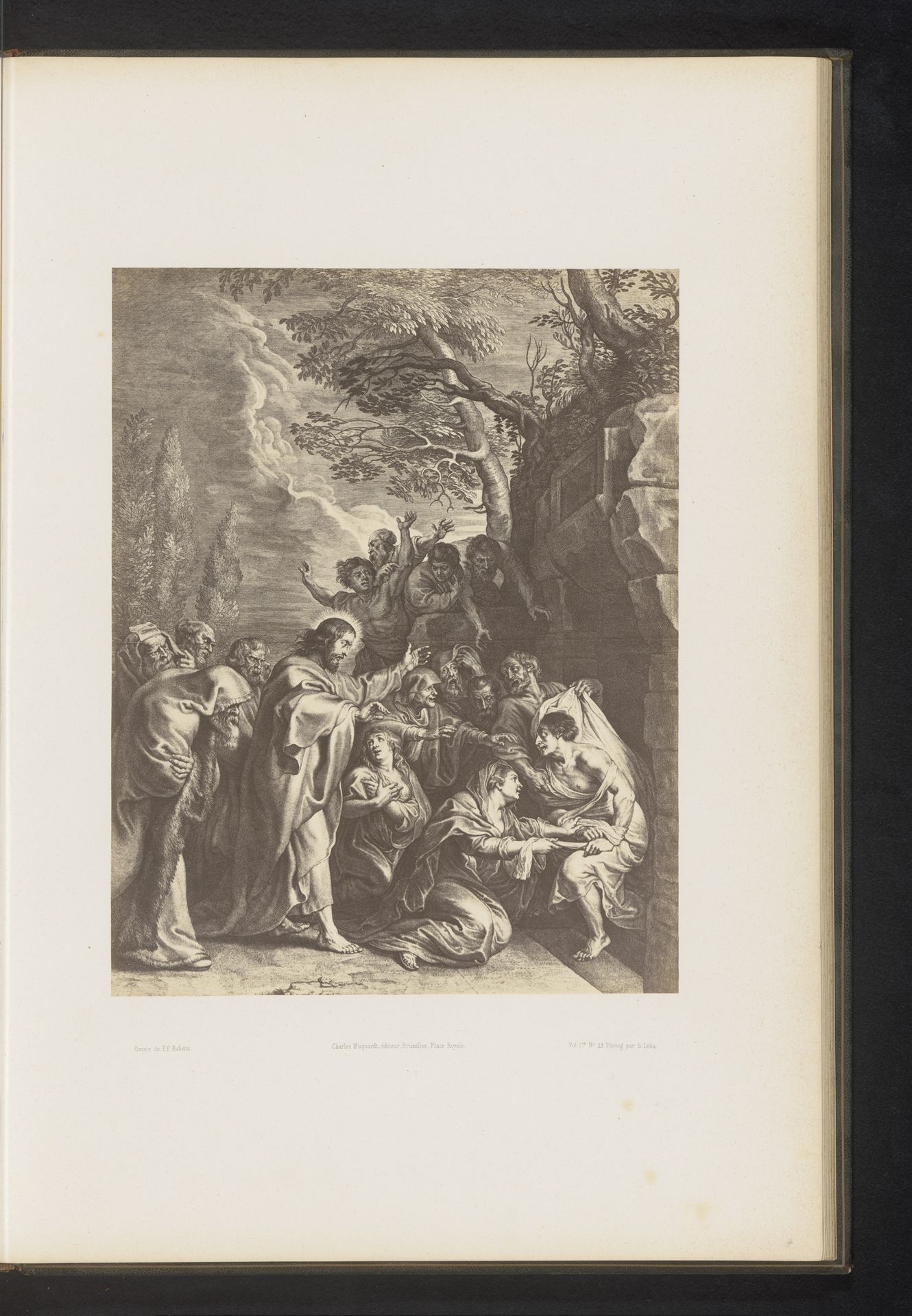 Fotoreproductie van een gravure van De opwekking van Lazarus door Boëtius Adamsz. Bolswert, naar het schilderij door Peter Paul Rubens by Jean Louis Bargignac