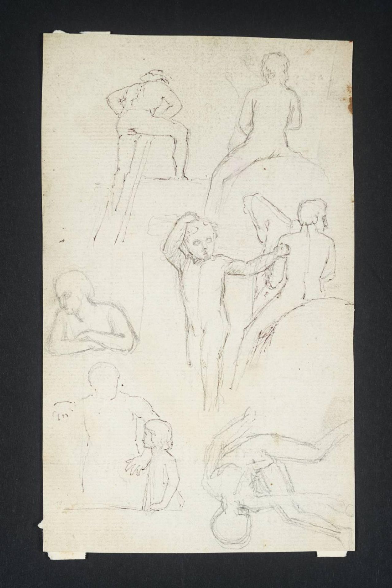 [title not known] Verso: Sketches of Individual Figures and Horses’ Heads by John Flaxman