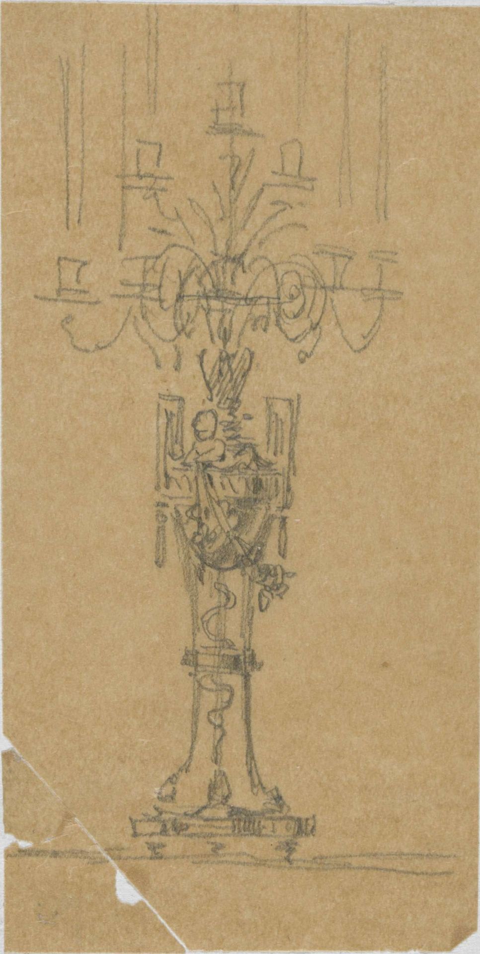 Ontwerp voor kandelaber met jongetje by Henri Cameré