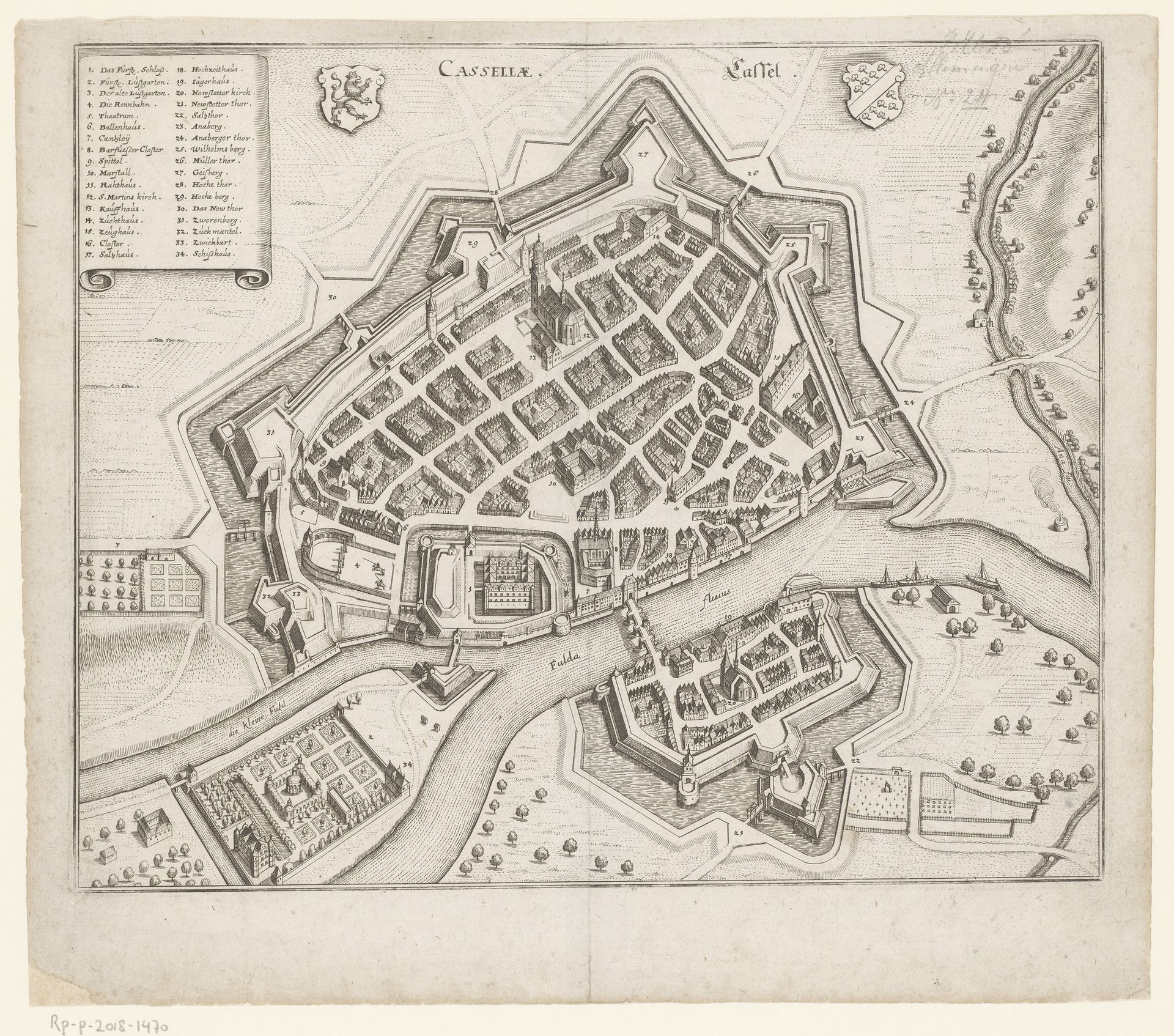 Plattegrond van Kassel by Matthäus (I) Merian