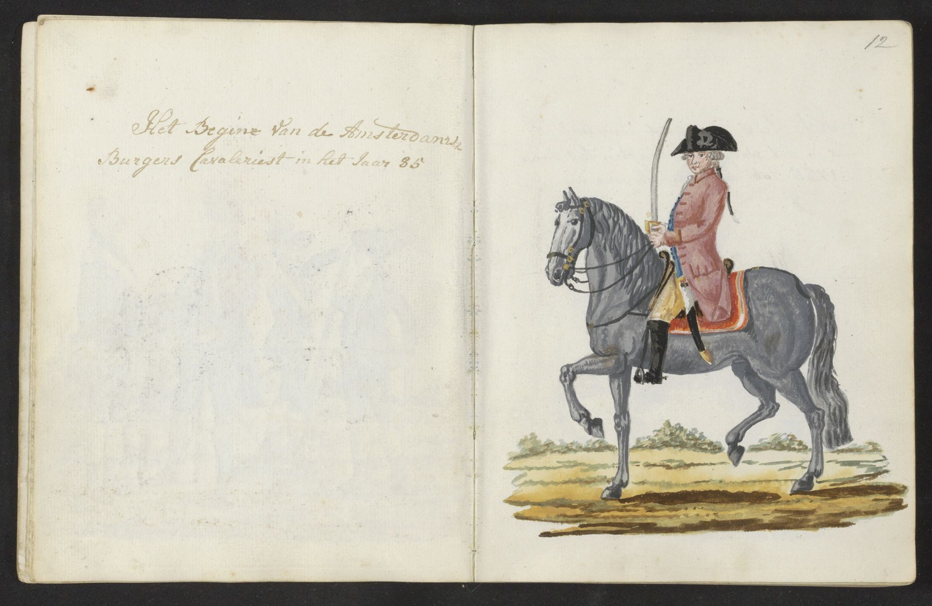 Uniform van de cavalerie van het Amsterdamse exercitiegenootschap in 1785 by S.G. Casten