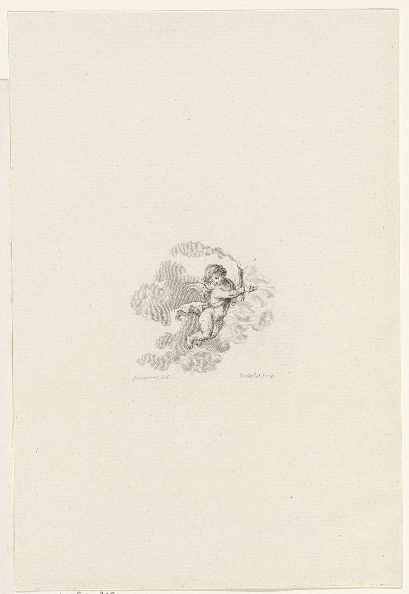 Putto met een fakkel by Reinier Vinkeles