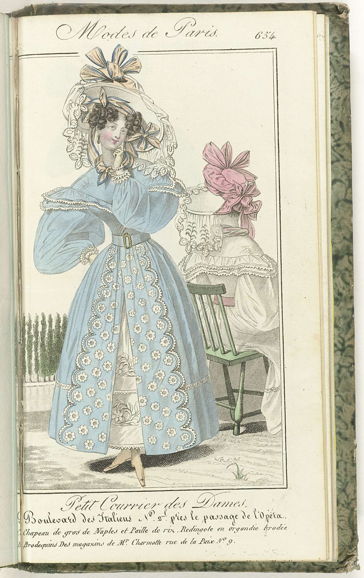 Petit Courrier des Dames, 25 juillet 1829, No. 654 : Chapeau de gros de Naples... by Anonymous