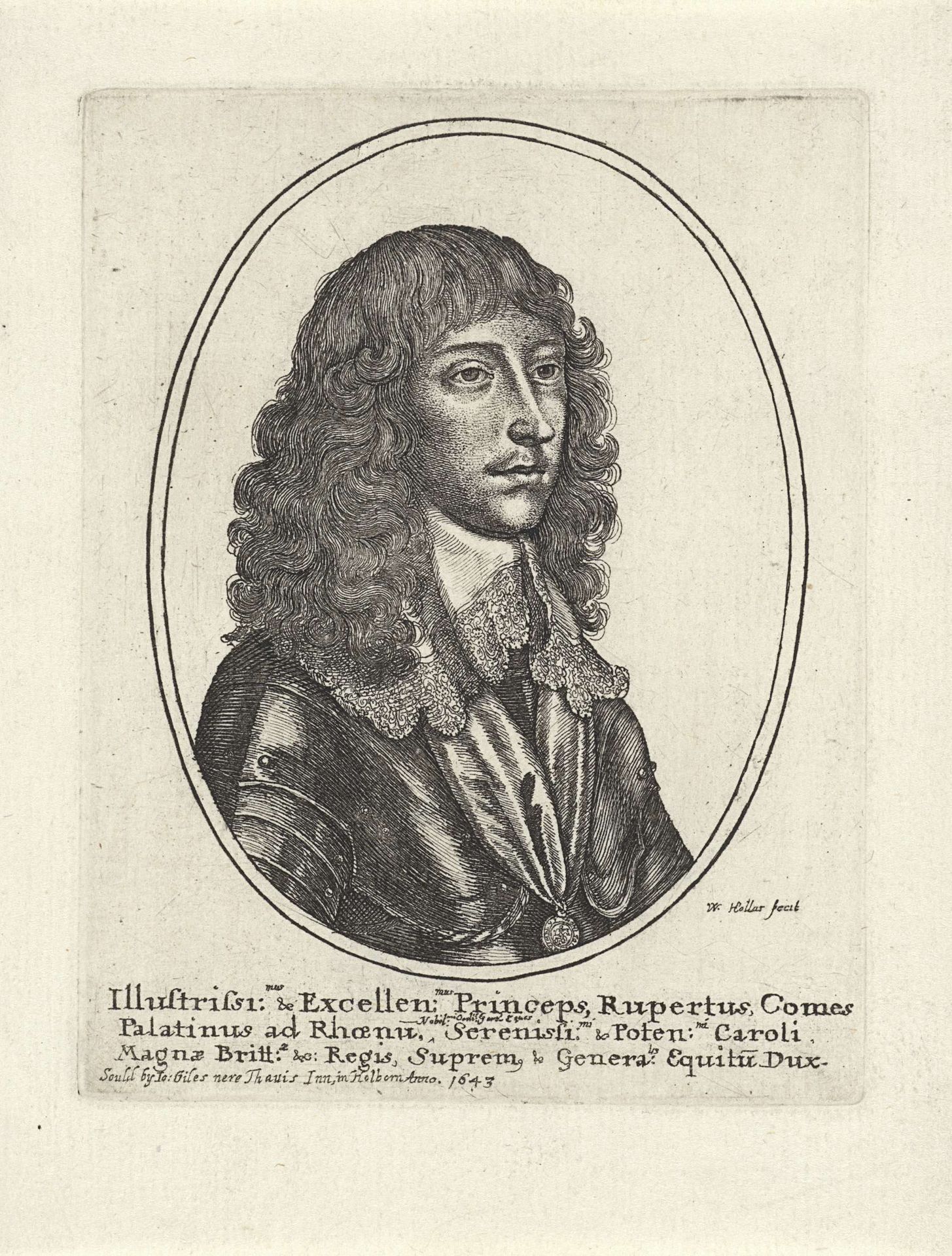 Portret van Prins Ruprecht van de Palts by Wenceslaus Hollar