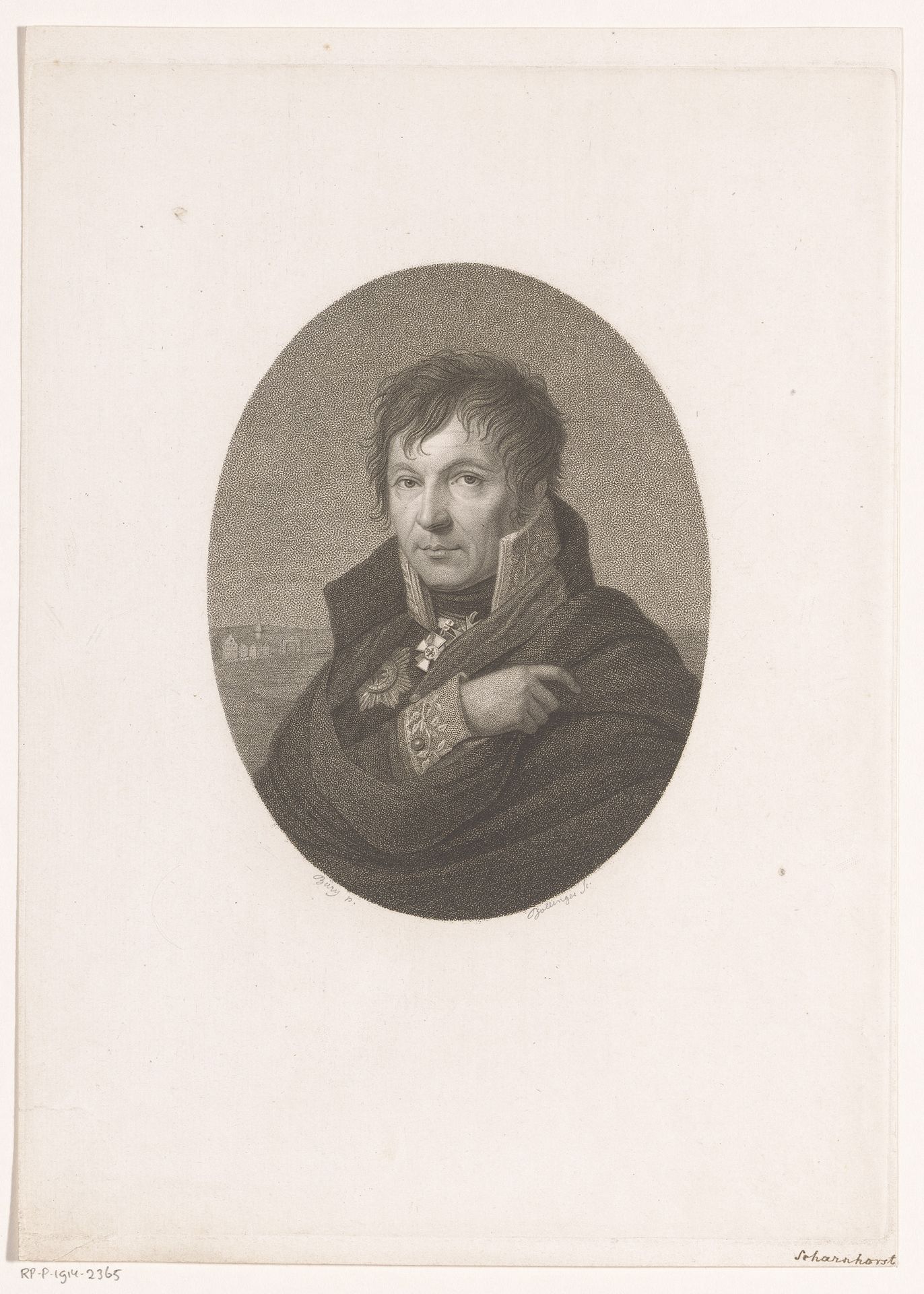 Portret van Gerhard von Scharnhorst by Friedrich Wilhelm Bollinger