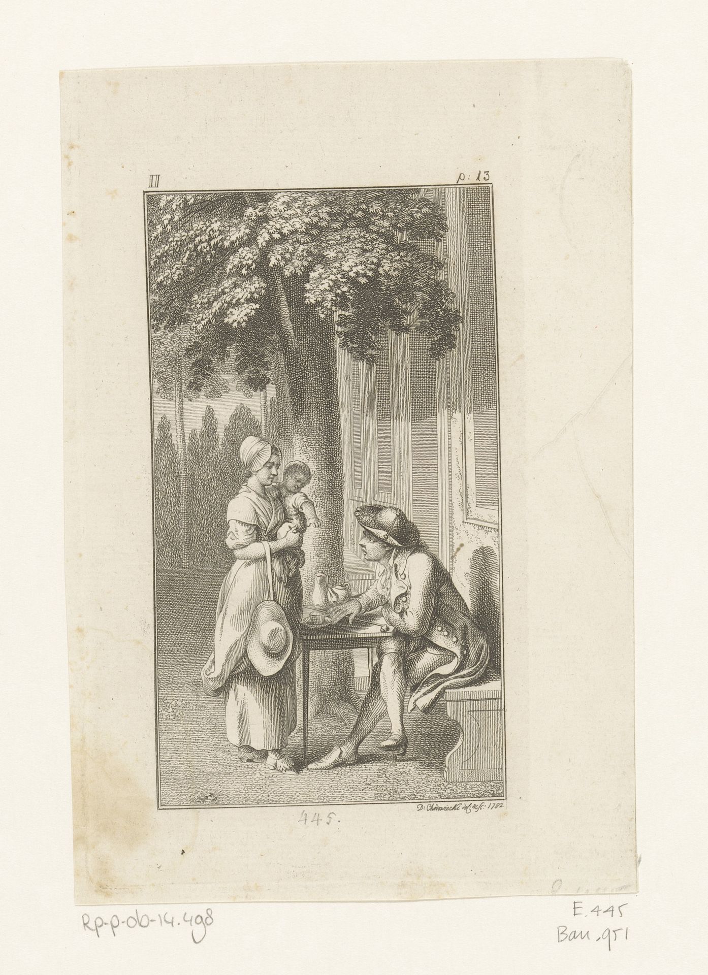 Gertrude vraagt heer Arner om hulp by Daniel Nikolaus Chodowiecki