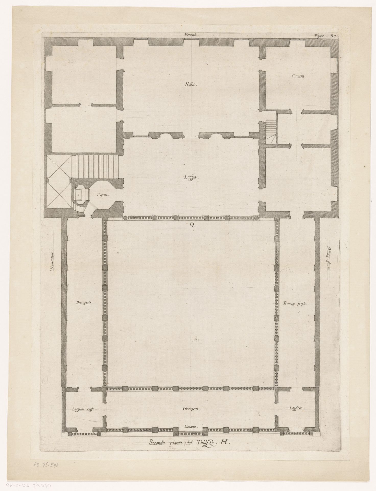 Plattegrond van de eerste verdieping van de Villa Grimaldi-Sauli te Genua by Nicolaes Ryckmans