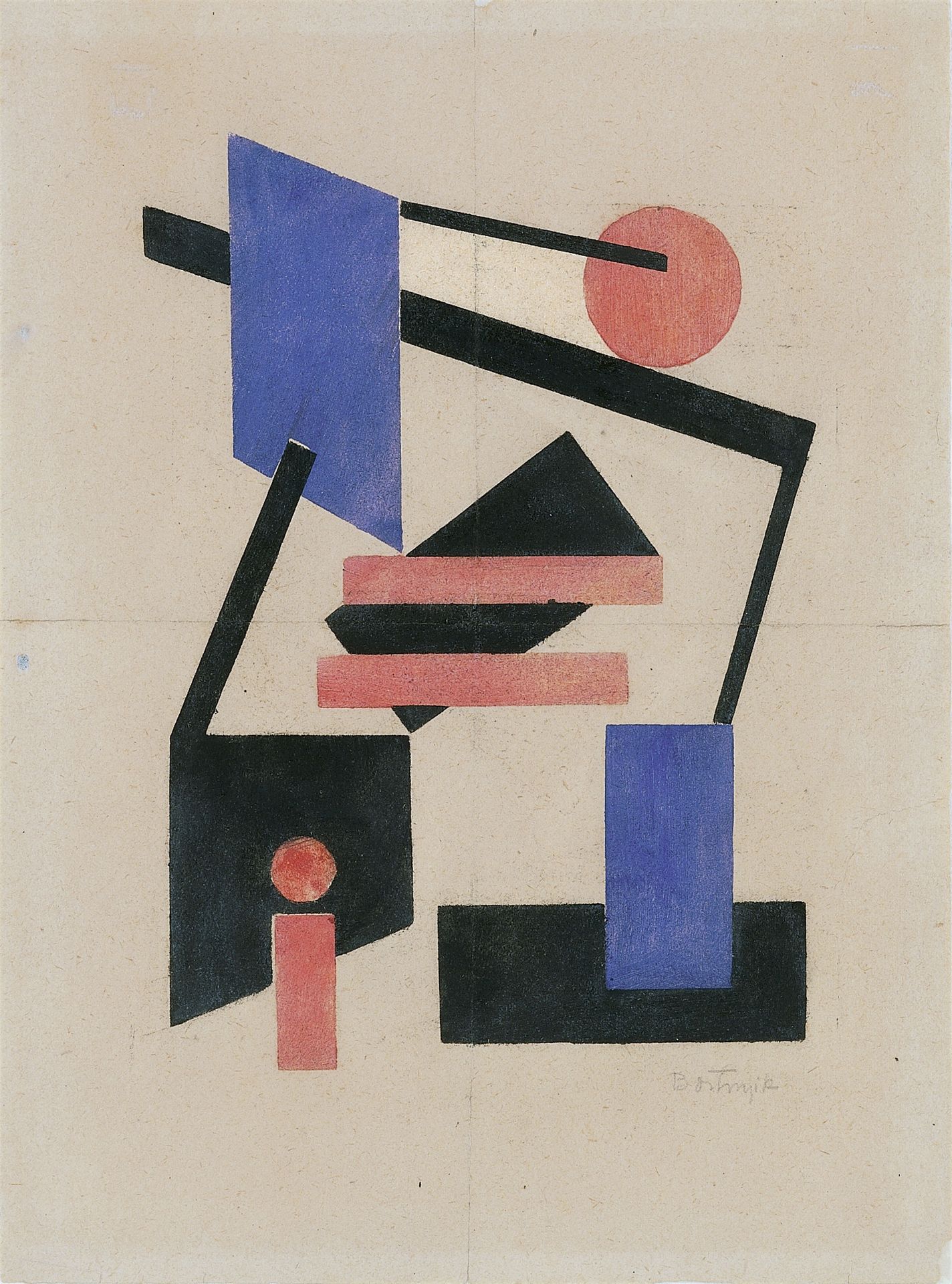 Composition II, Pink and Blue by Sandor Bortnyik