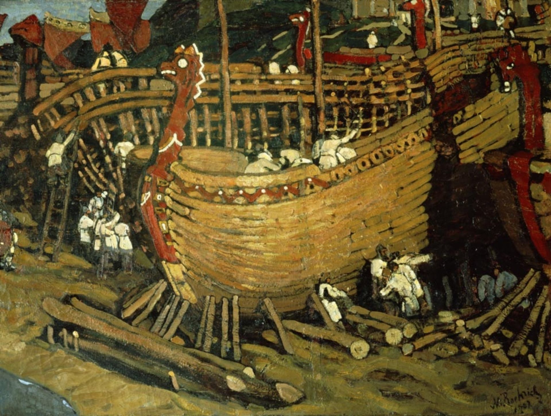 Building the ships by Nicholas Roerich