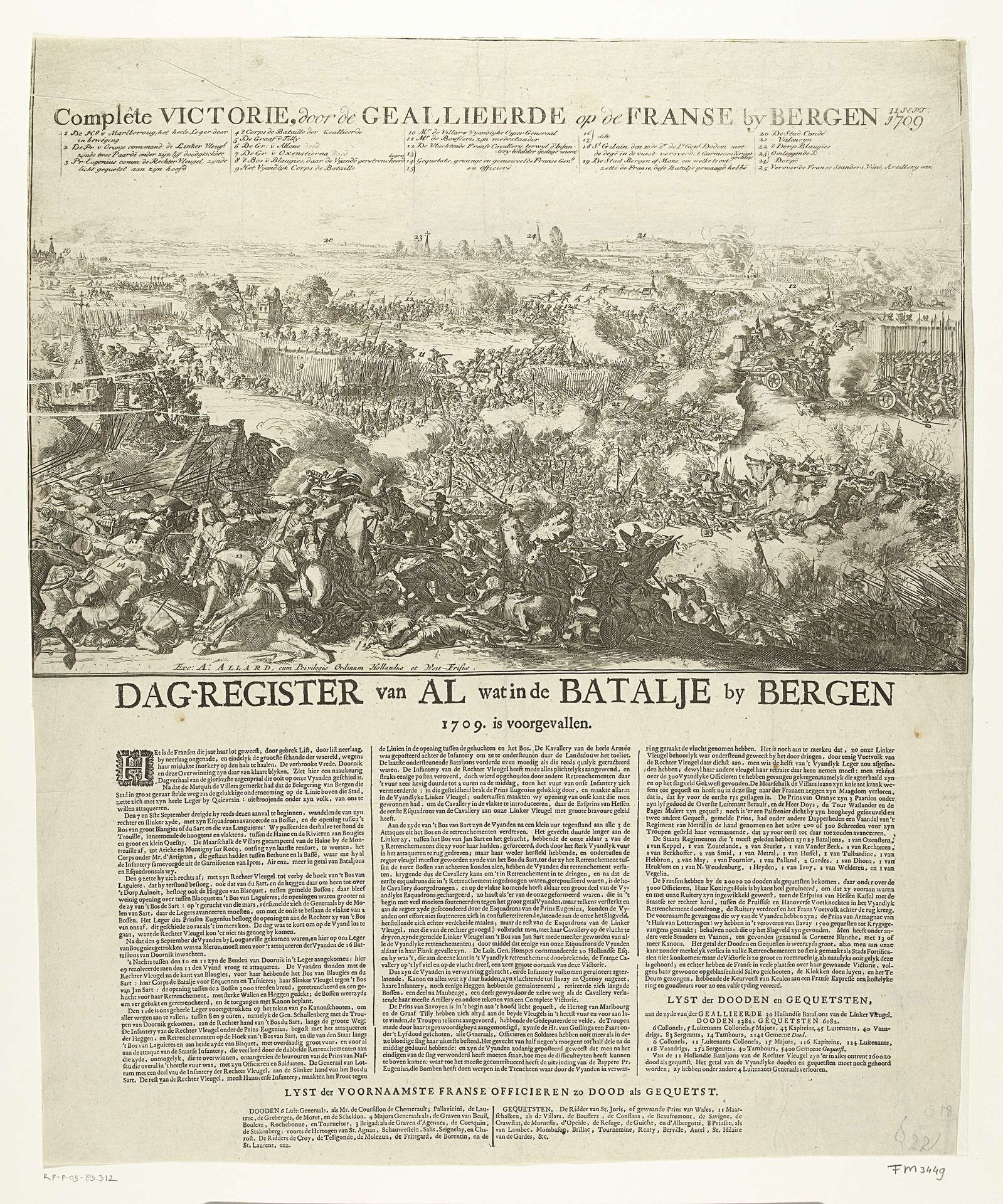 Veldslag bij Malplaquet, 1709 by Romeyn de Hooghe