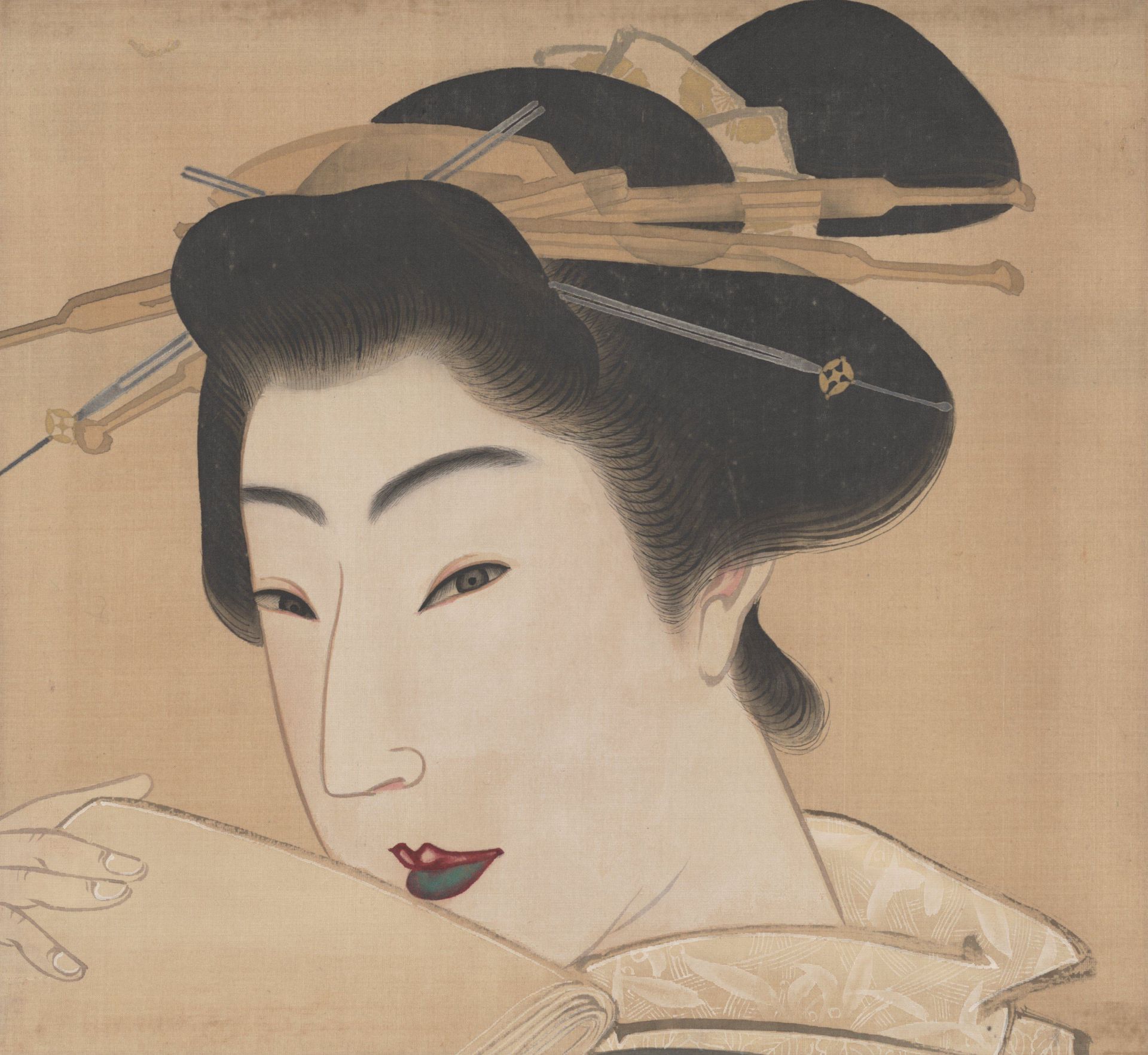 Prostitute [center of a triptych of Three Beauties] by Mihata Jôryû